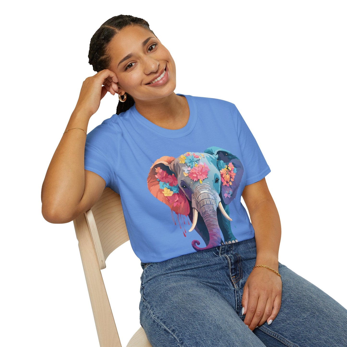 Unisex Elephant T Shirt Gildan SoftStyle 64000 100 Percent Ring Spun Cotton Tee Shirt