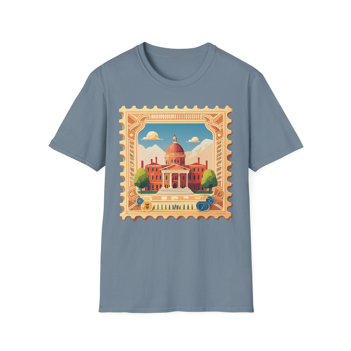 Vintage Postage Stamp Capitol Illustration T-Shirt | Architectural Travel Graphic Tee Unisex 100 Cotton Gildan T-Shirt
