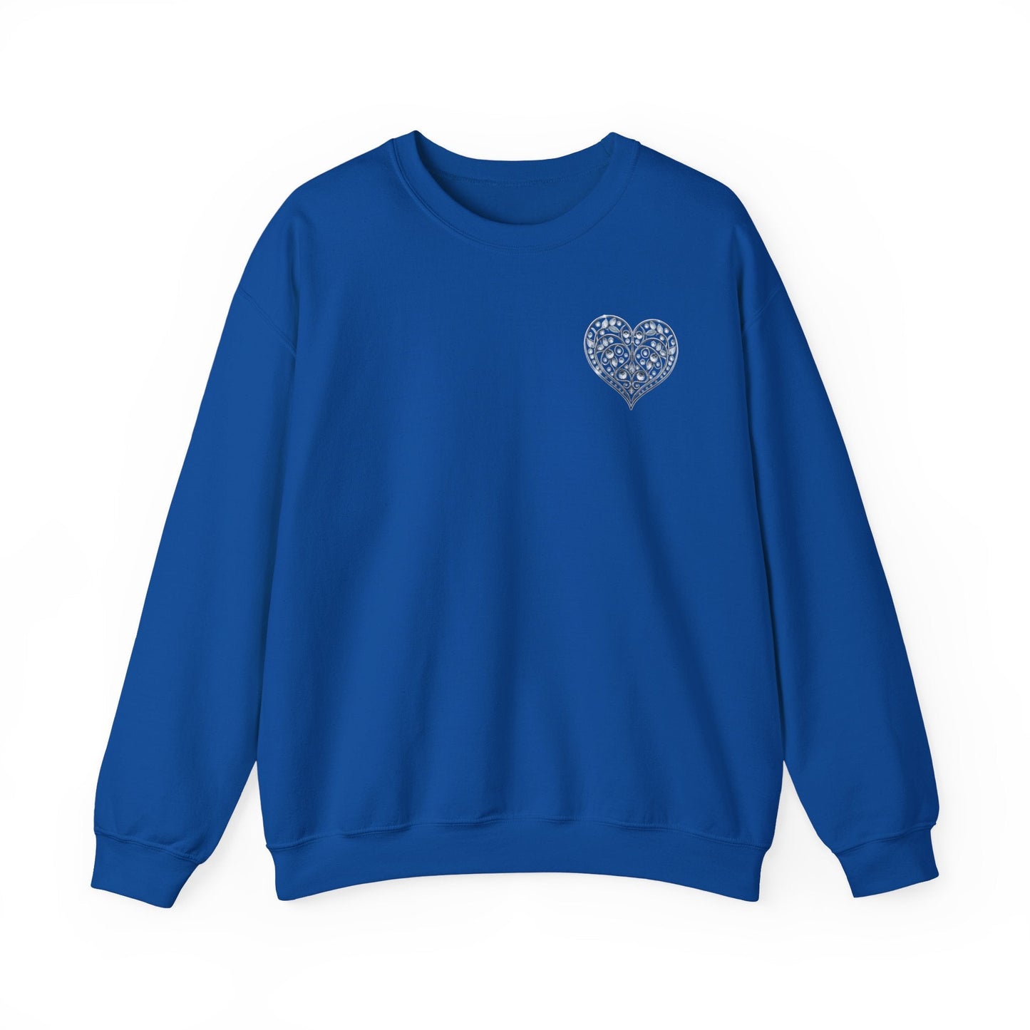 Crystal Heart Sweatshirt Unisex Fifty Fifty Cotton Poly Valentine Day Crewneck Gildan 18000
