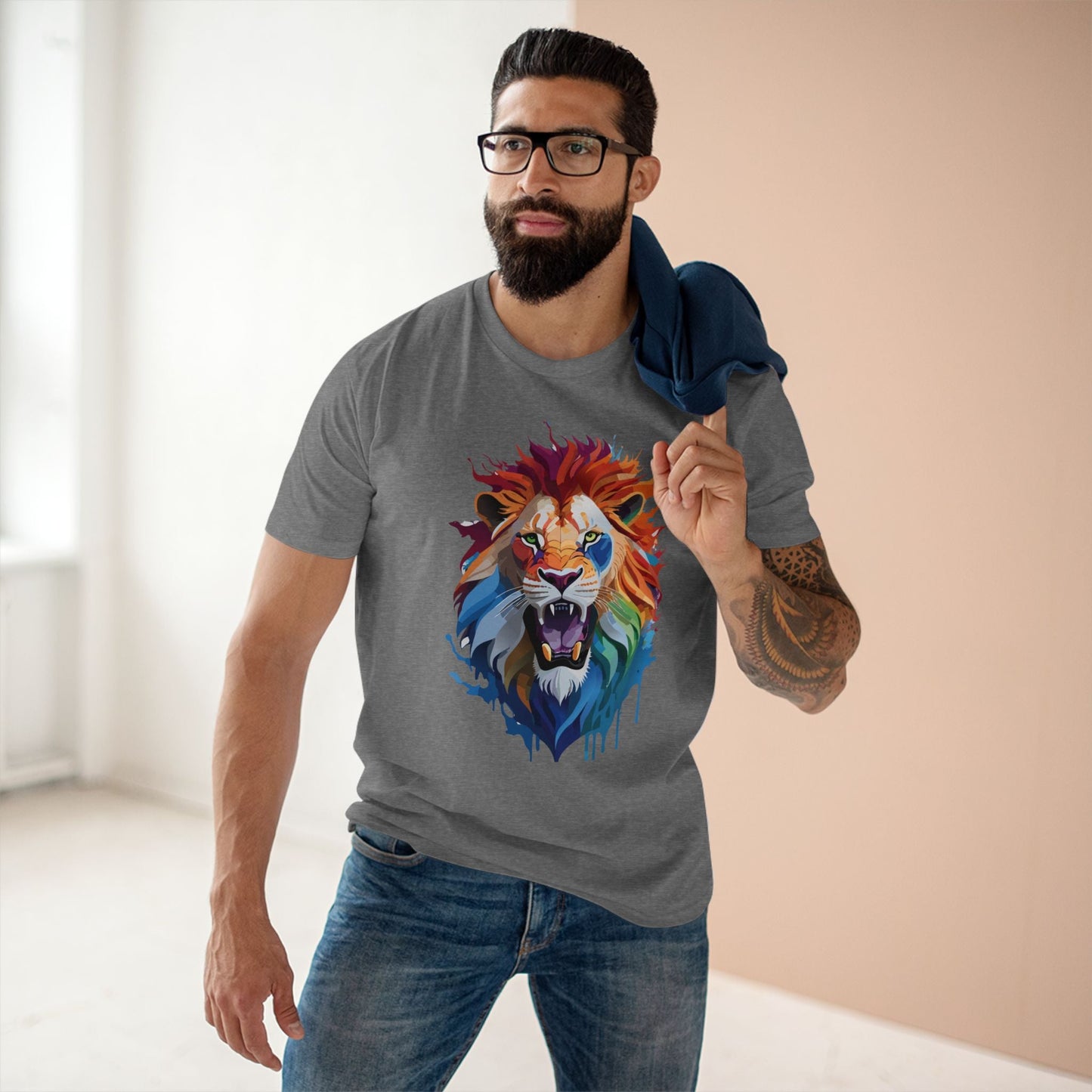 Lion Graphic Unisex 100 Cotton Staple Tee with Animal Design Artwork 30
