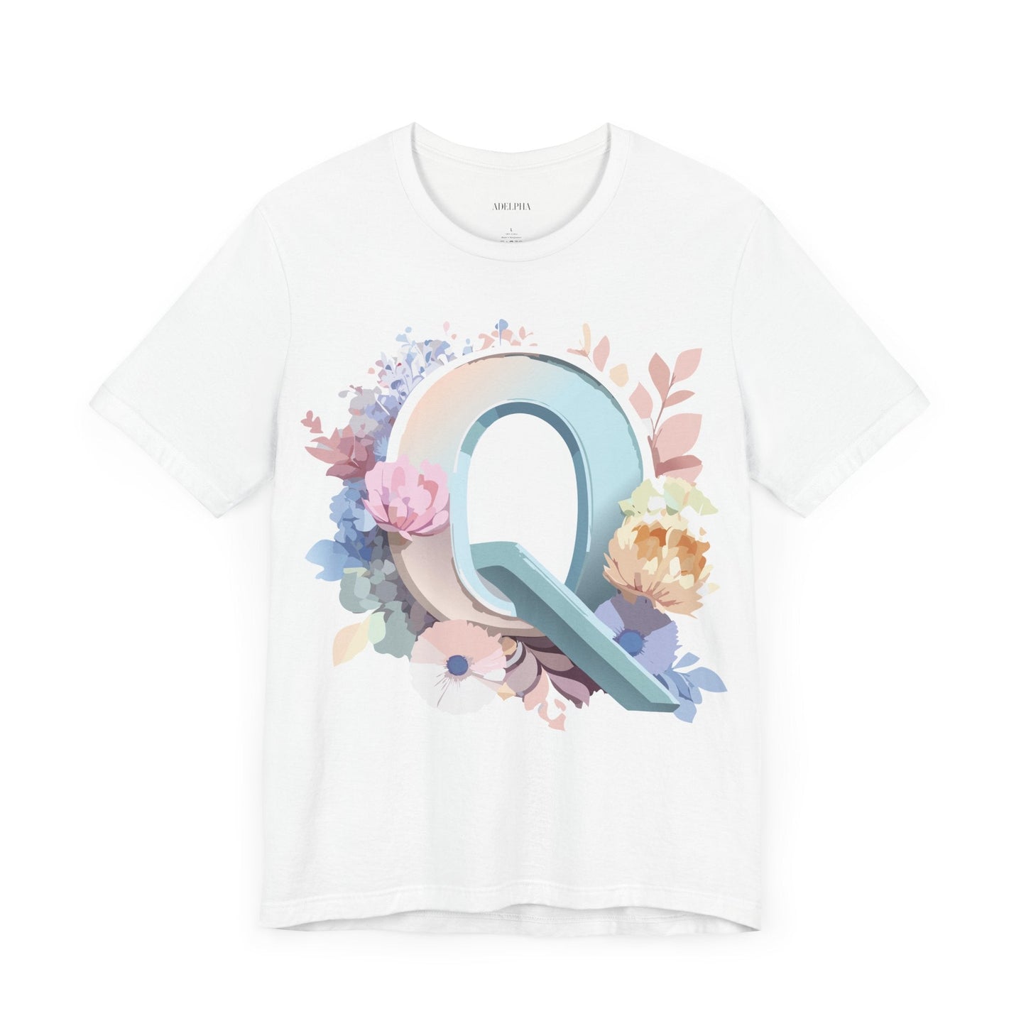 Letter Q Shirt Graphic Tee Unisex Short Sleeve by Adelpha Vintage Inspired Artwork
