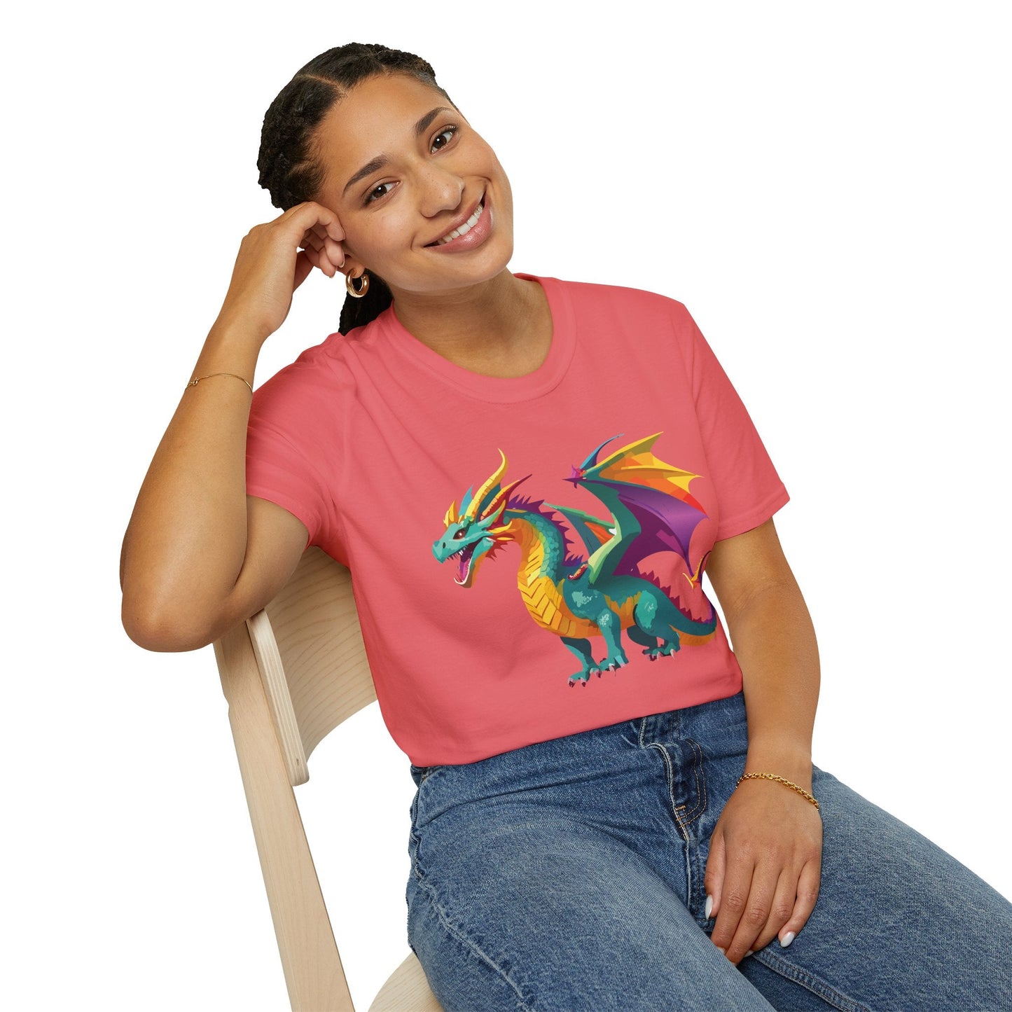 Dragon Graphic Unisex Cotton Softstyle Art Design Tee With Animals 10