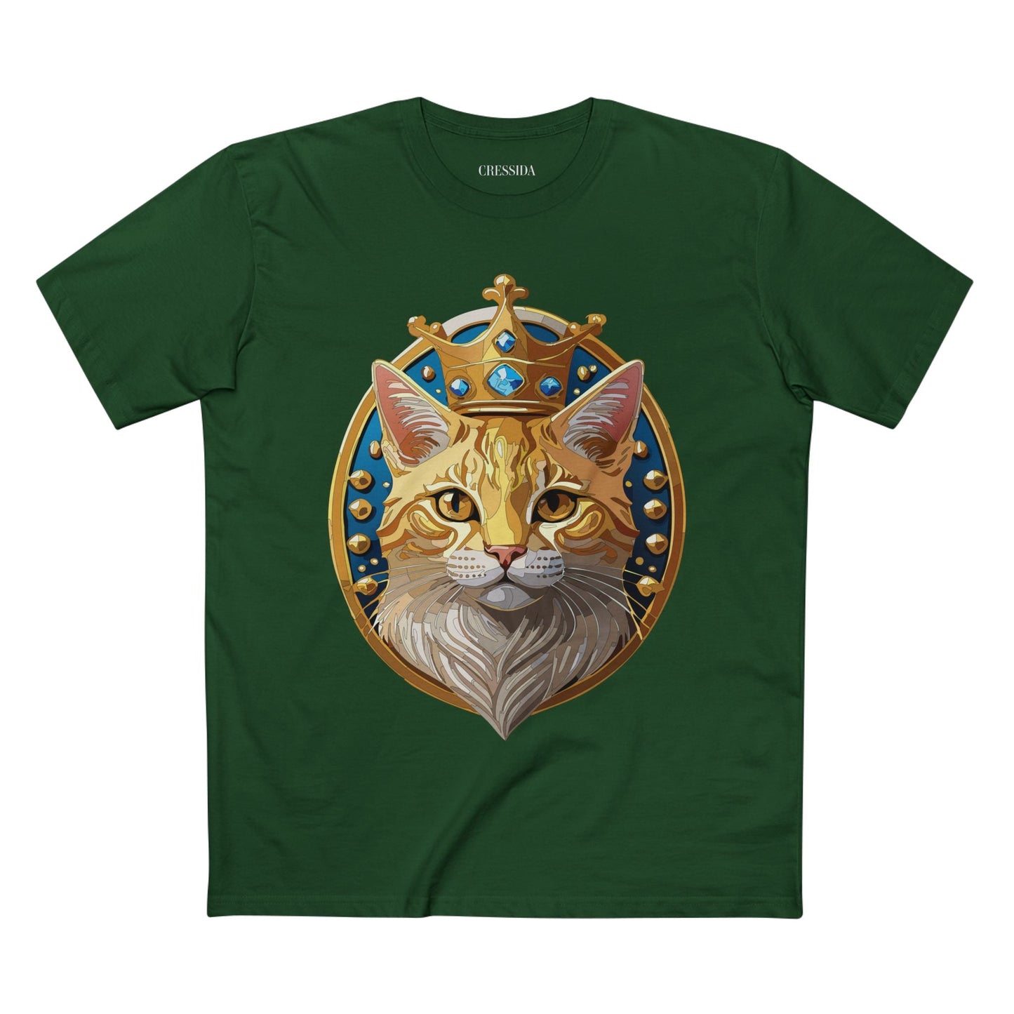 Cat Graphic Unisex 100 Cotton Tee With Unique Animal Golden Medallion Art Design 15