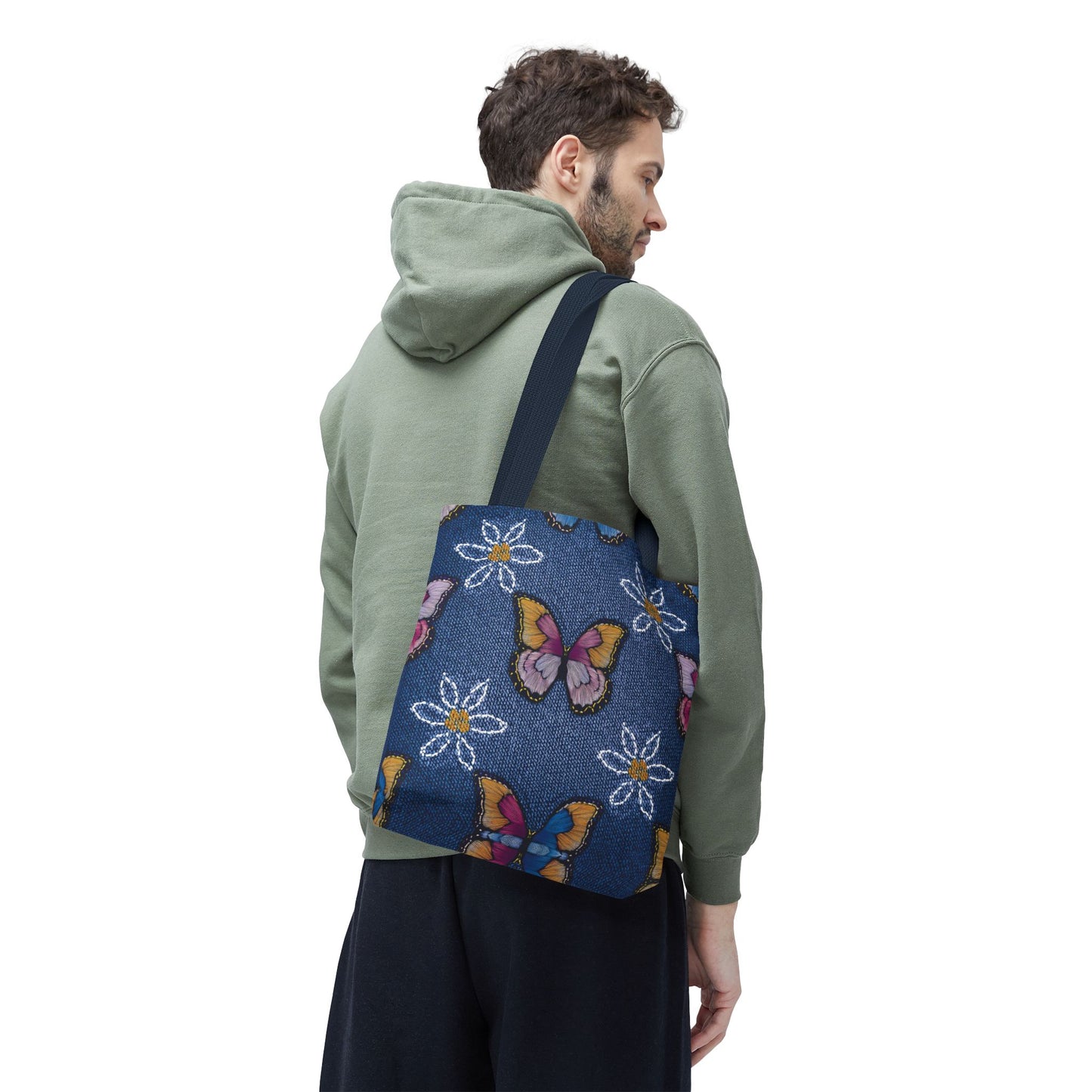 Denim Fabric Imitation Print Unisex Canvas Bag Poly Spun 3 Sizes Tote Bag 178
