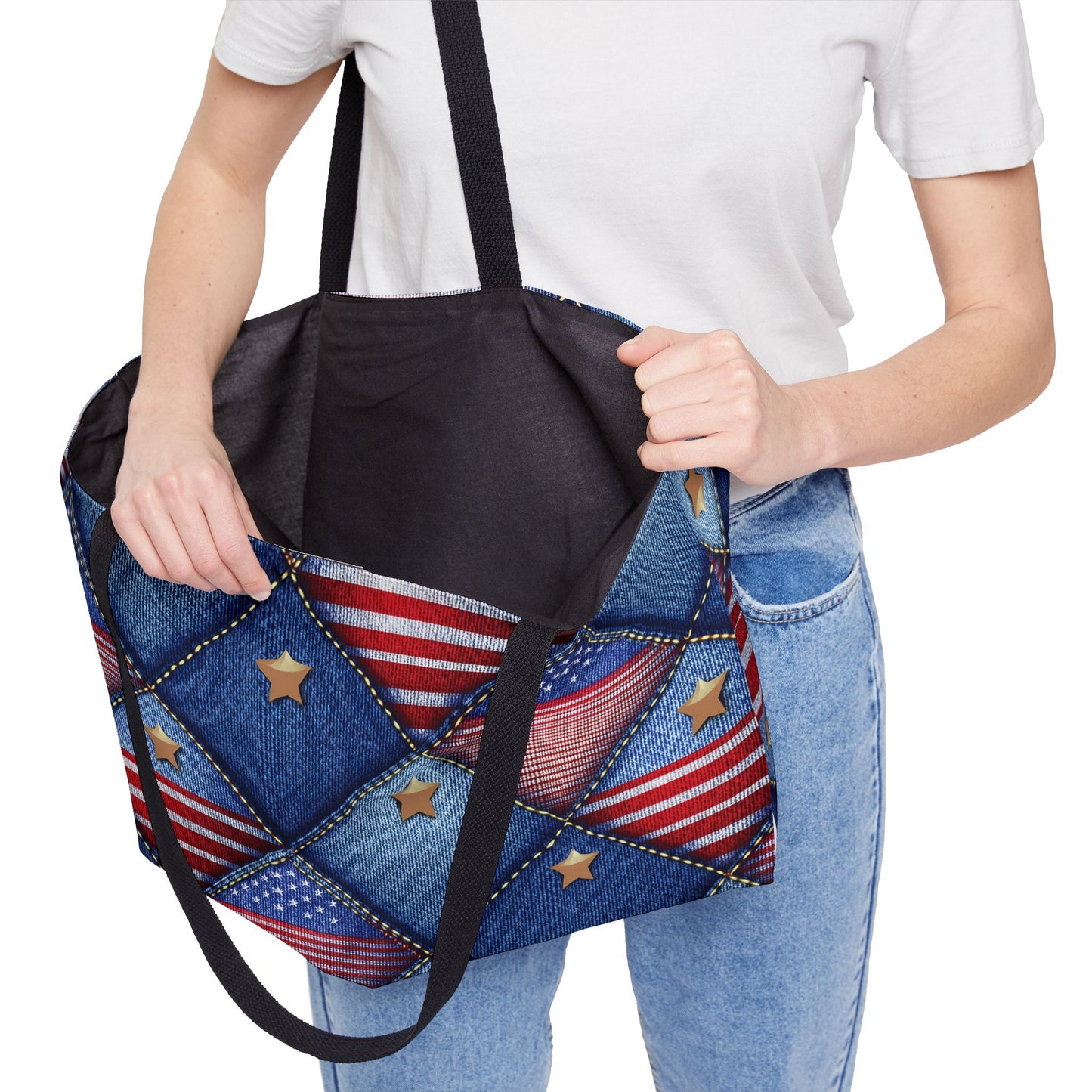 4th of July Denim Print Yoga Bag High-Quality 100% Spun Poly 24x13 Canvas Bag 73