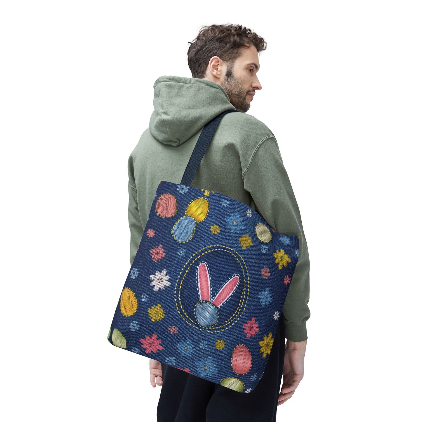 Easter Graphic Design Denim Fabric Imitation Print Unisex Canvas Bag Poly Spun 3 Sizes Tote Bag 204-10