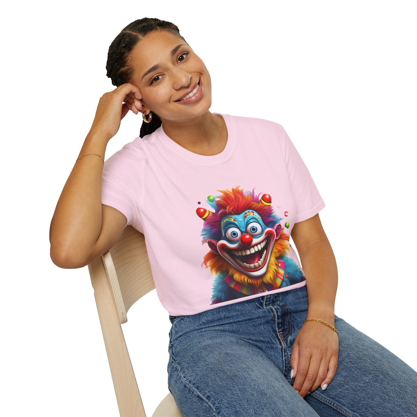 Clown Themed Unisex T Shirt Funny Man Circus Scary Man Tee Gildan Softstyle 64000 Cotton