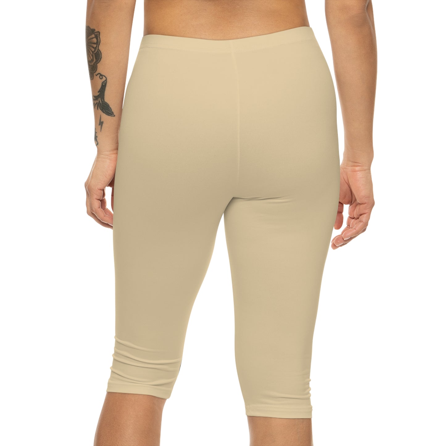 Wheat Color Women's Brushed Suede Poly Span Casual Capri Leggings XS-2XL