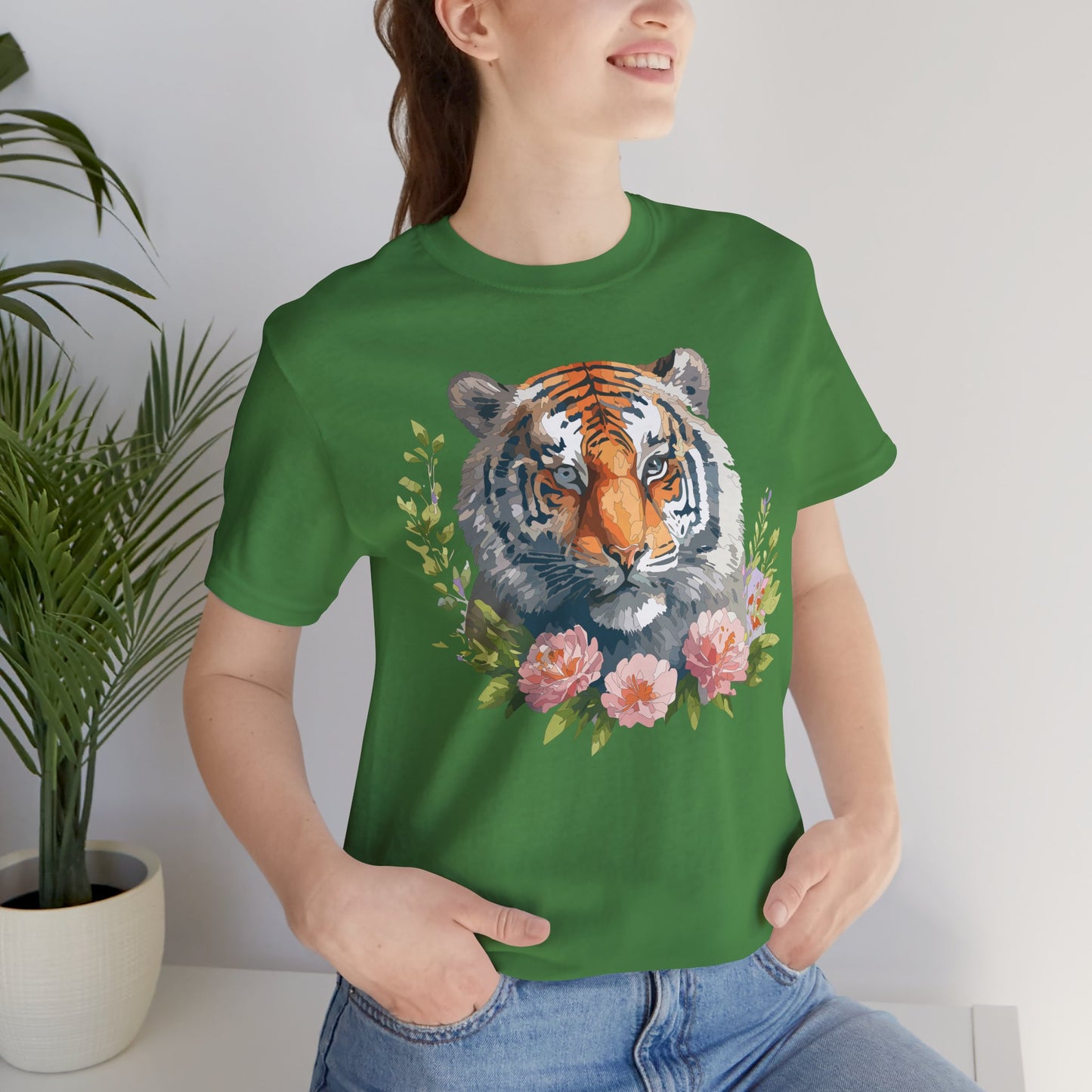 Floral Tiger Shirt, Animal Shirt, Tiger Tee, Unisex Tee, Floral T-shirt, T-Shirt with Animal