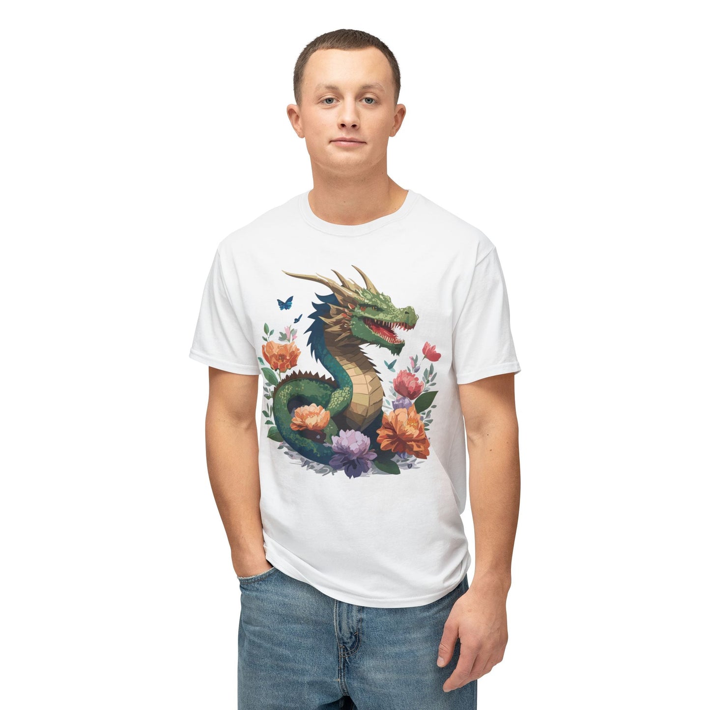 Dragon T Shirt With Art Print HD Cotton Unisex Tee Vintage Dragon Design