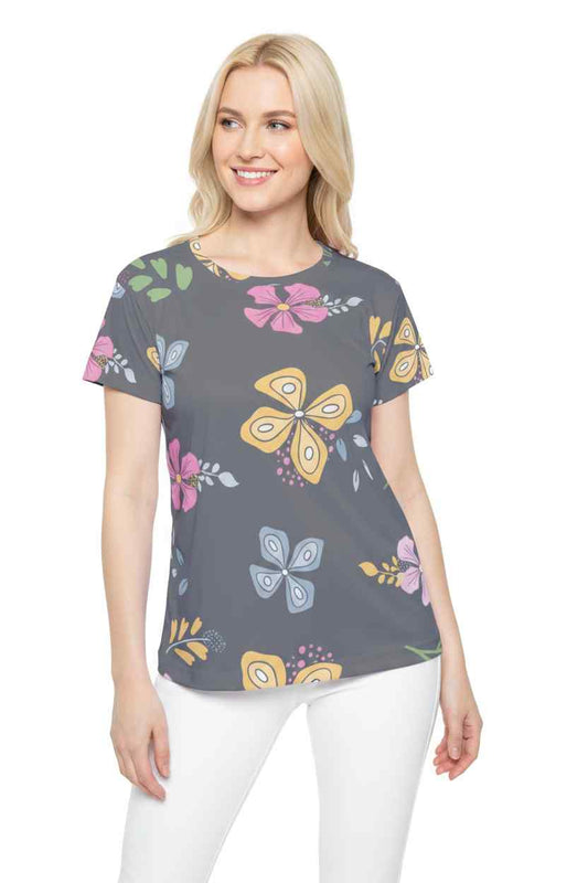 Women Poly Shirt with Floral Print F215