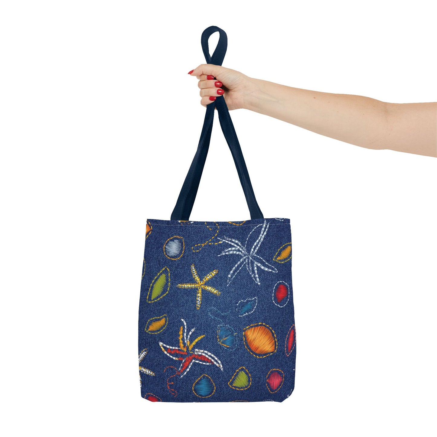 Denim Fabric Imitation Print Unisex Canvas Bag Poly Spun 3 Sizes Tote Bag 182-4