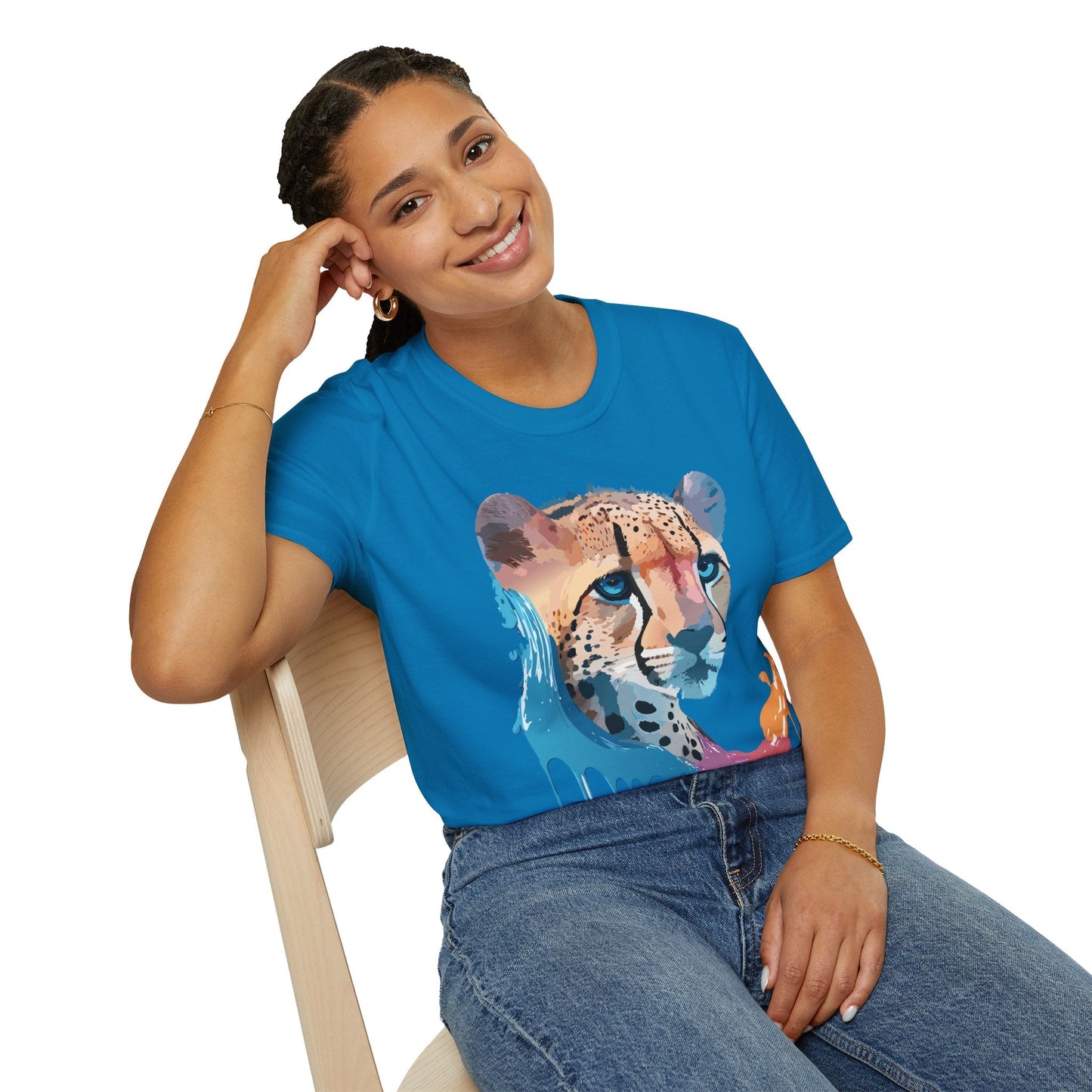 Cheetah Shirt Unisex Tee Softstyle Gildan 64000 100 Percent Ring Spun Cotton
