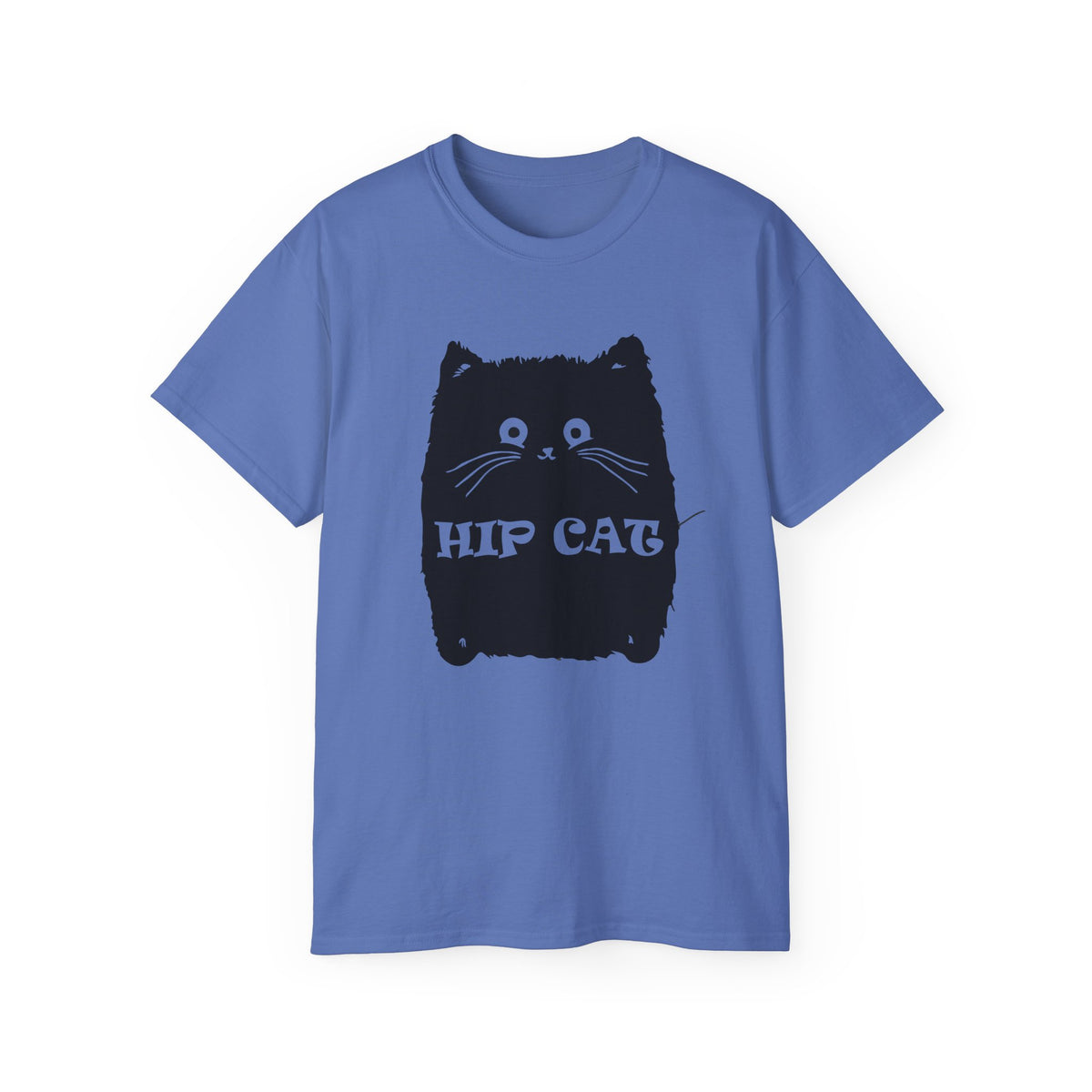 Hip Cat Graphic Tee | Cute Black Cat Illustration, Retro Typography