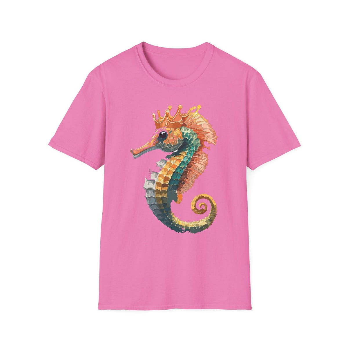 Watercolor Seahorse Crown T-Shirt | Colorful Ocean Art