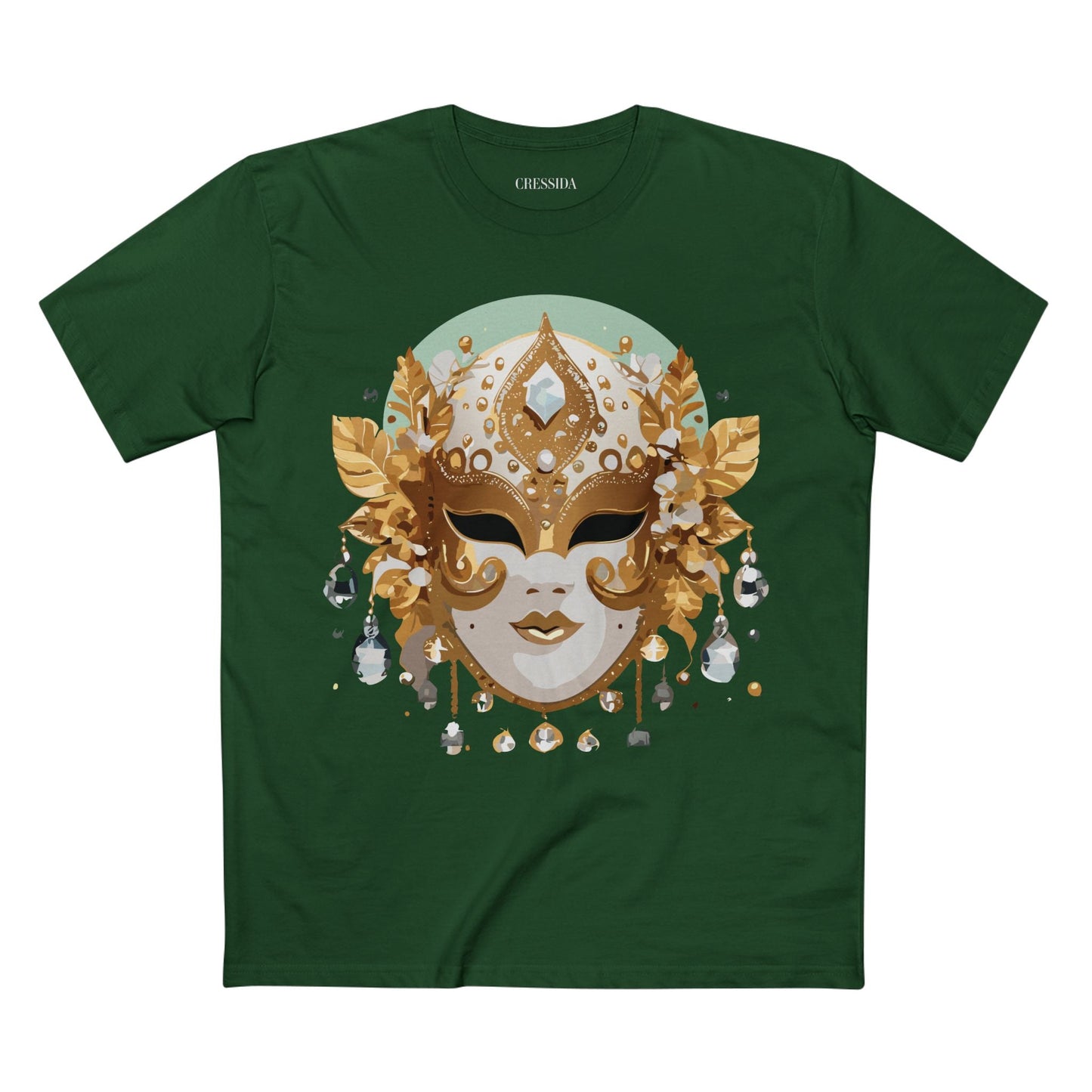 Carnival Mask Graphic T-Shirt Unisex 100 Cotton With Antique Gold Art Design Tee 9