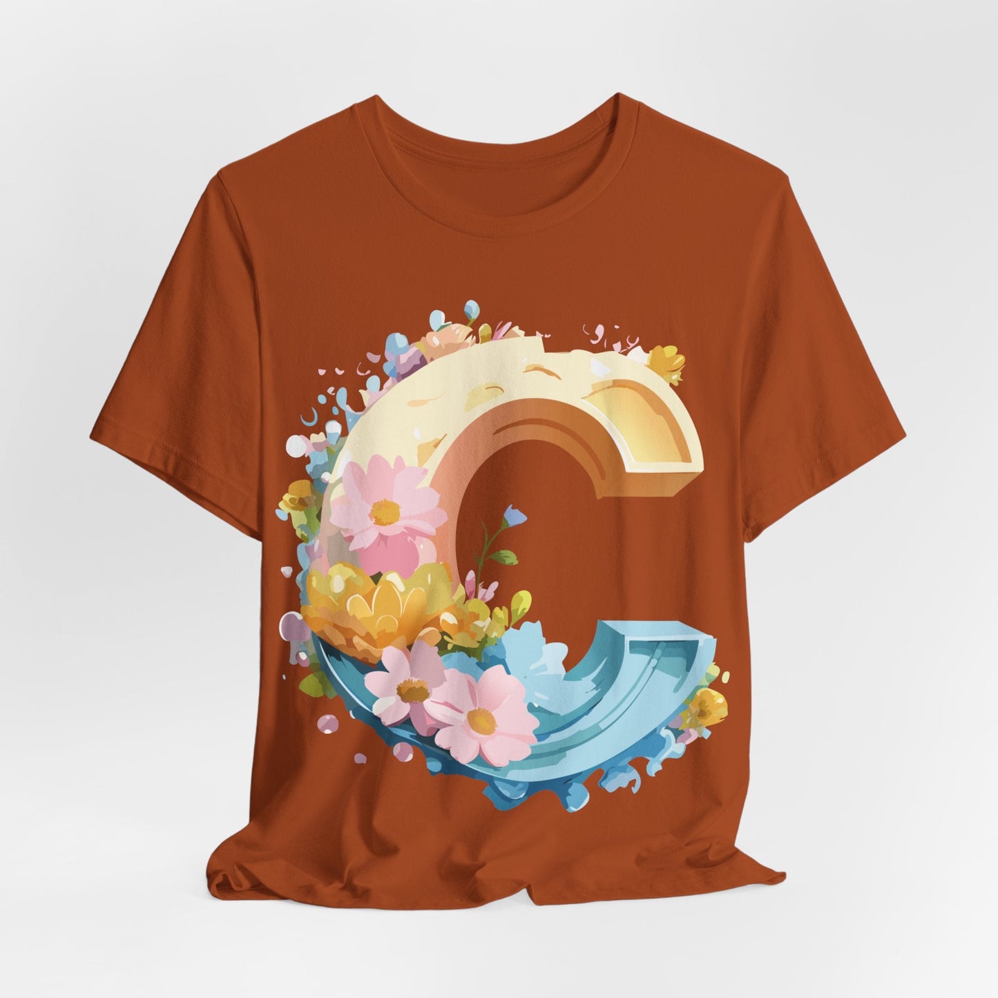 Letter C Graphic Tee Premium Unisex Vintage Art Design Shirt By Adelpha Short Sleeve