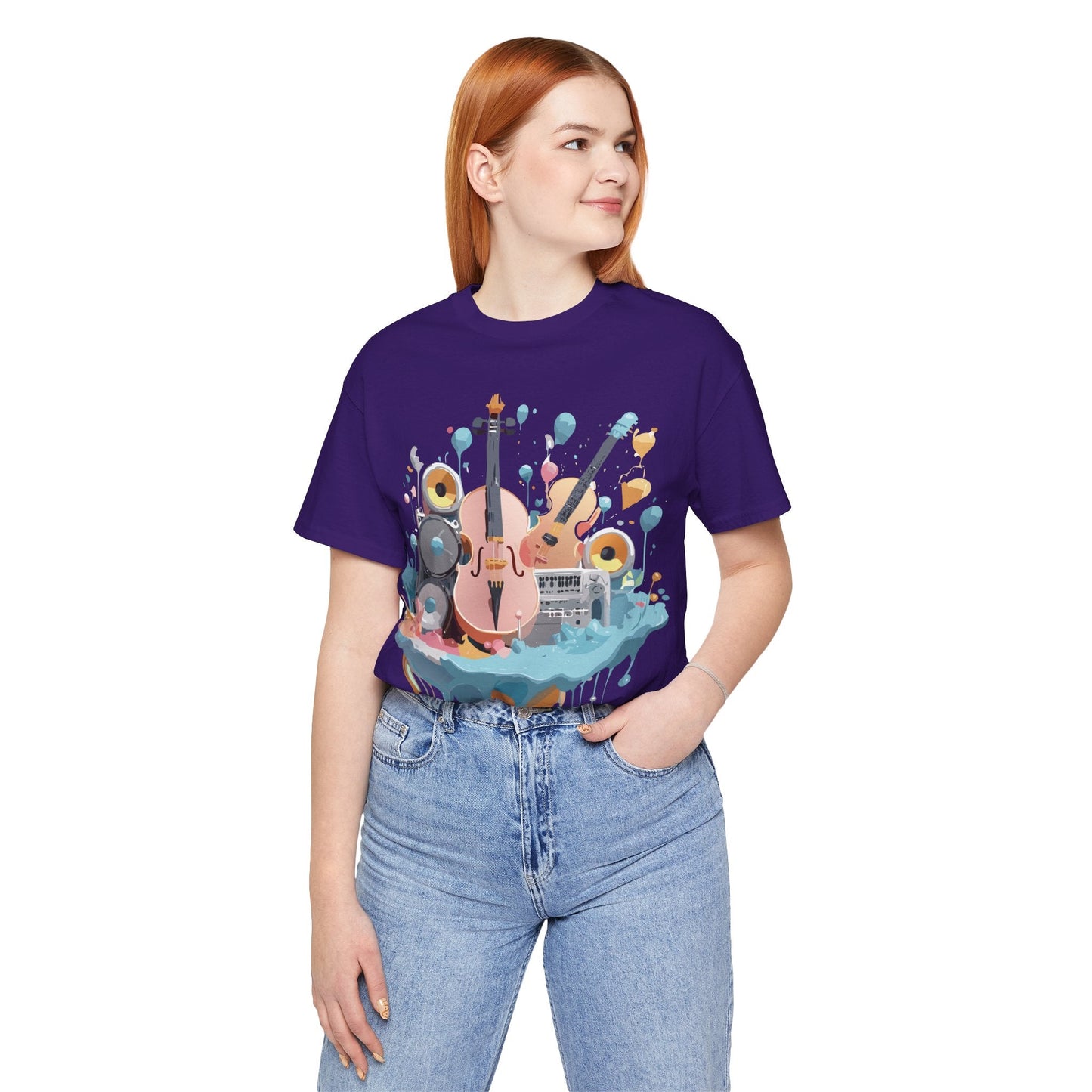 Music Graphic Unisex 100 Cotton Vintage Art with Musical Elements Tee 90