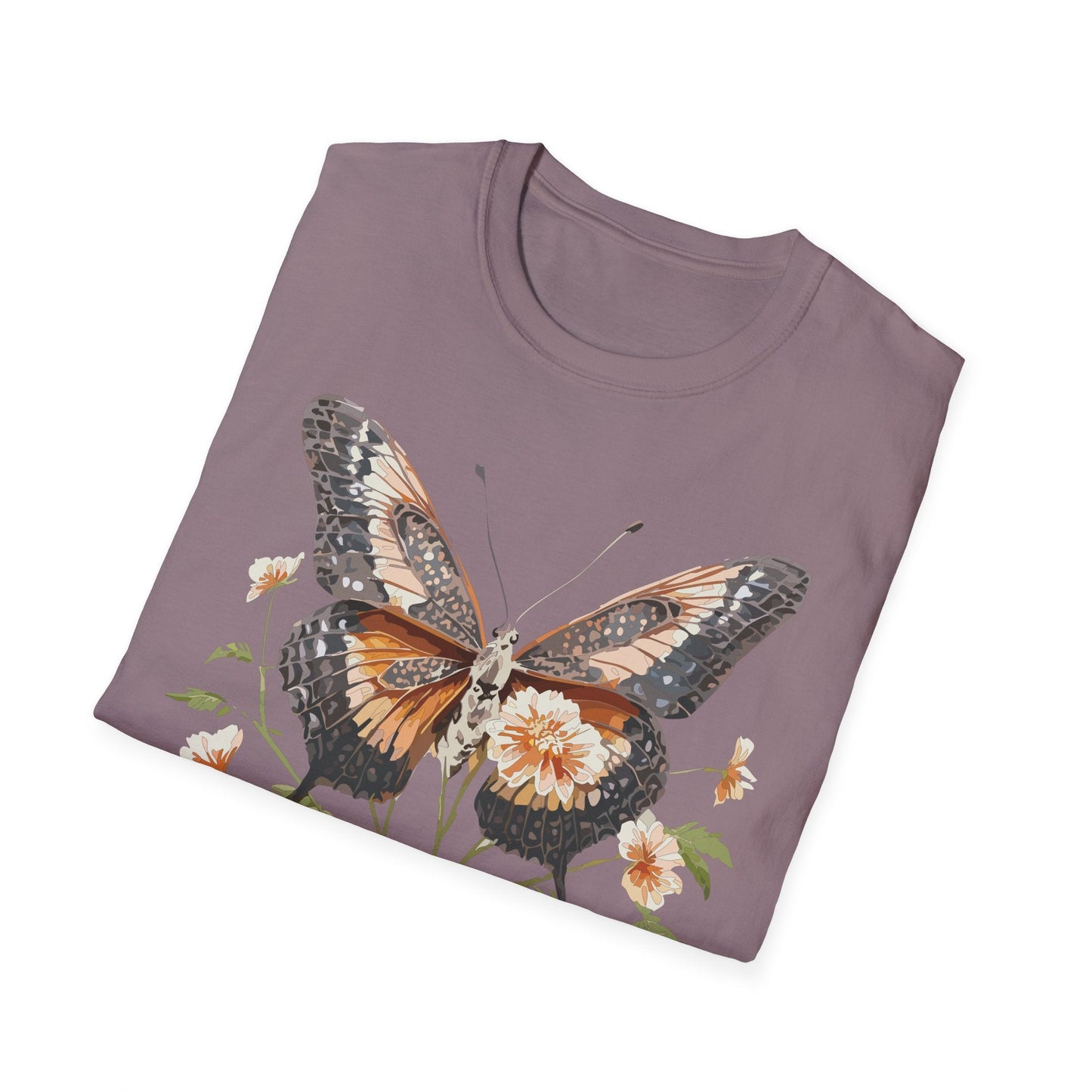 Butterfly T Shirt Unisex Softstyle Gildan 64000 Cotton Tee Monarch Print Comfort