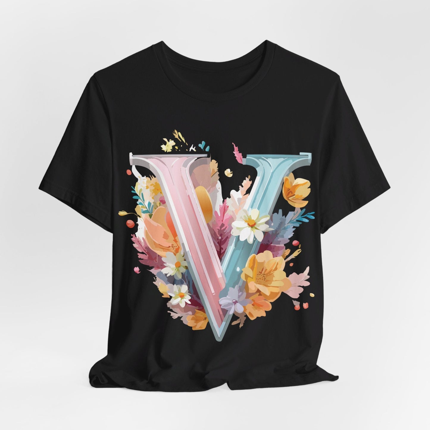 Letter V Shirt Graphic Tee Unisex Jersey Short Sleeve Vintage Inspired Artwork Adelpha