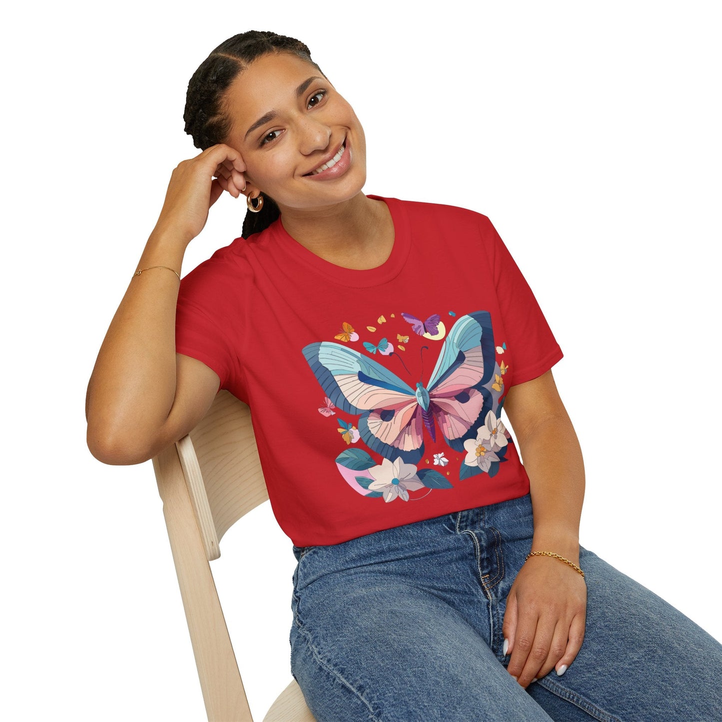 Butterfly Shirt Unisex T Shirt Softstyle Gildan 64000 Ring Spun Cotton Monarch Design
