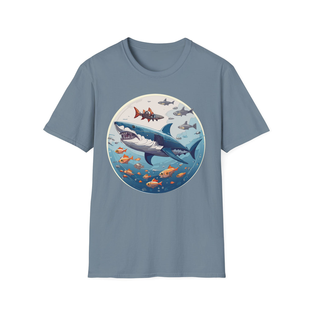 Great White Shark Circle Illustration T-Shirt | Ocean Sealife Sharks