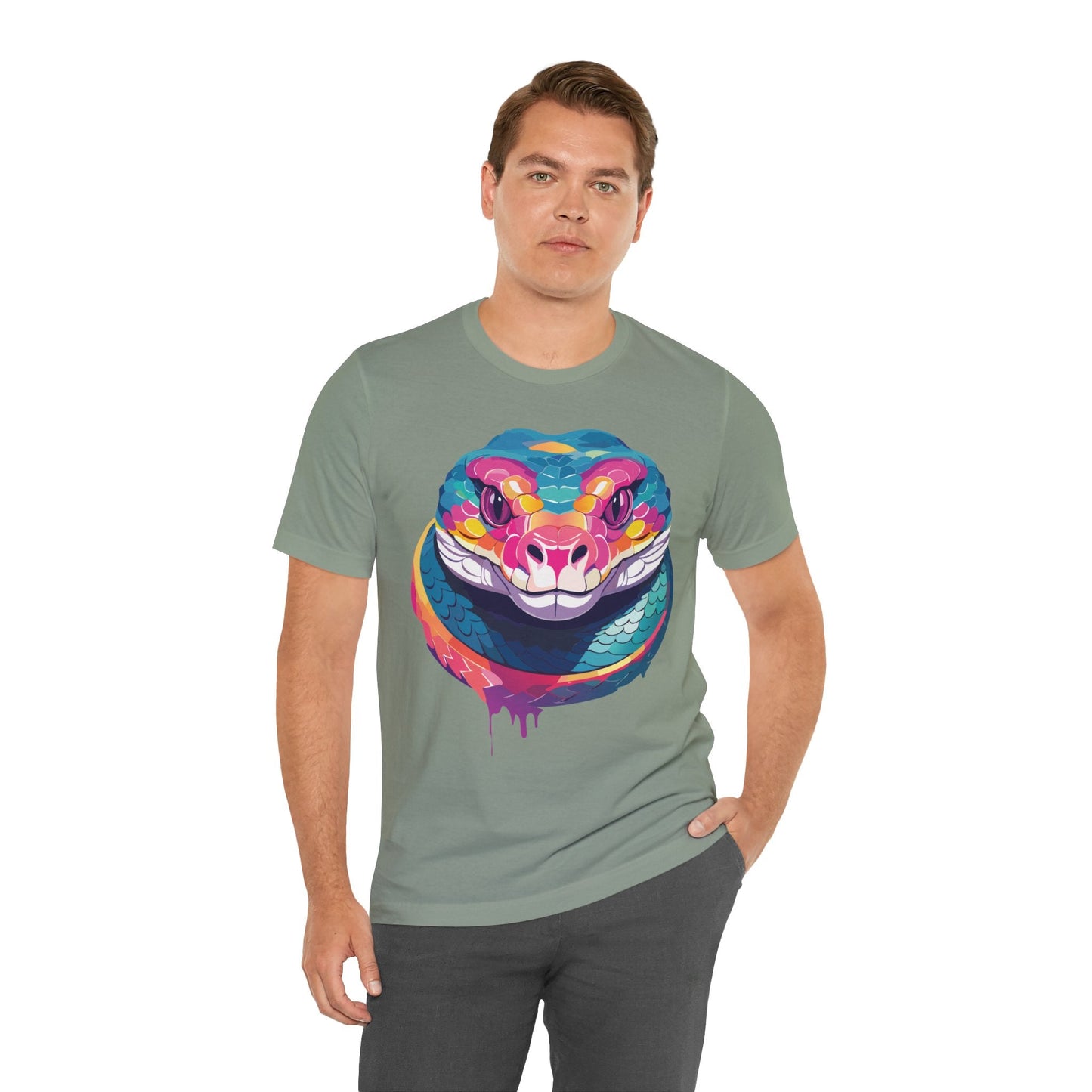 Unisex Animal Tee Shirt With Art Design, Wild Animals Short Sleeve Graphic Tee For Everyday Wear