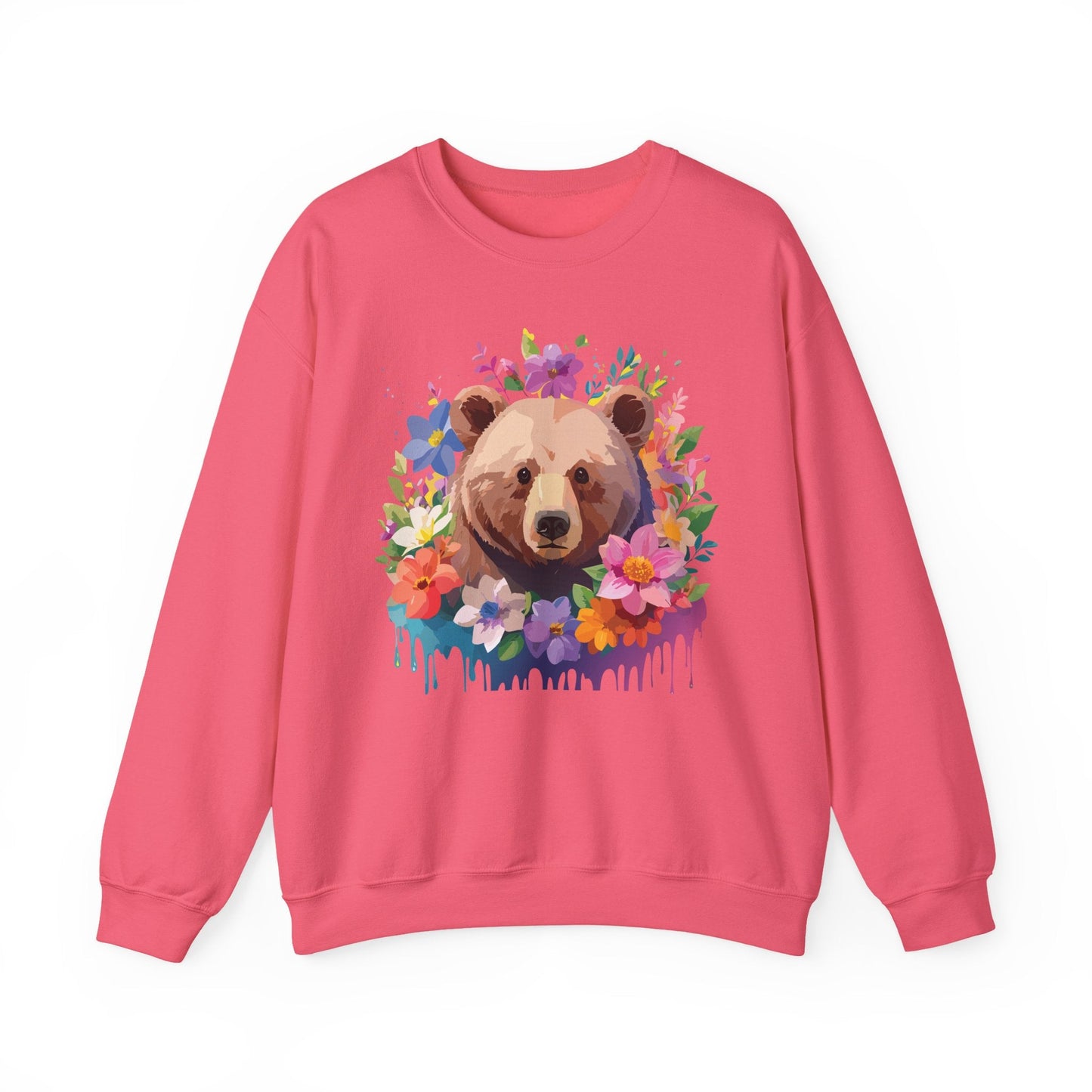 Unisex Floral Bear Sweatshirt Art Design Animals Print Sweatshirt Collection