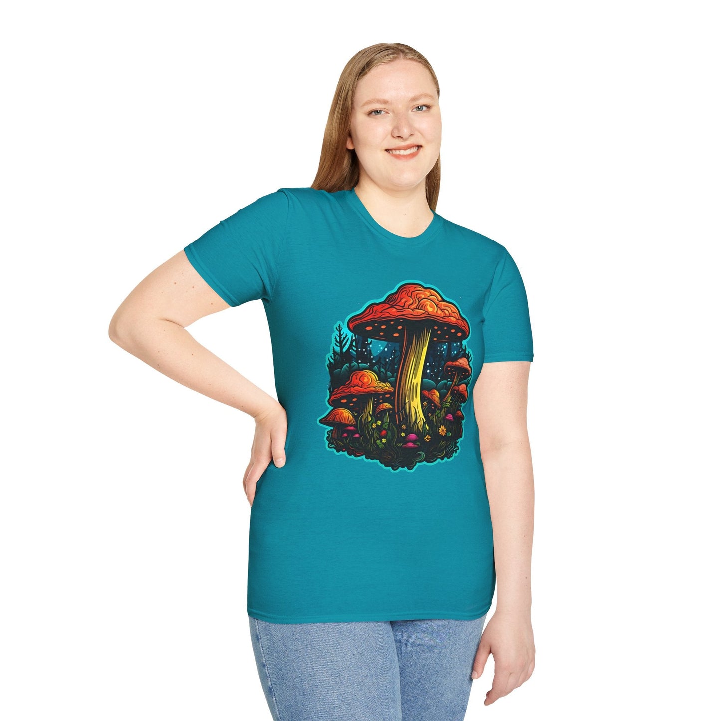 Mashroom Tee Shirt Unisex Softstyle 64000 With Funny Mashroom Fungus Graphic Design