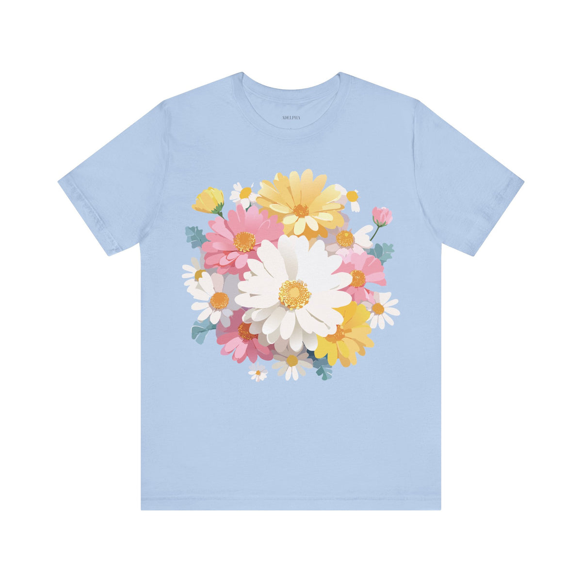 Floral Graphic Unisex Cotton Bella+Canvas Tee with Flowers Art Design n124
