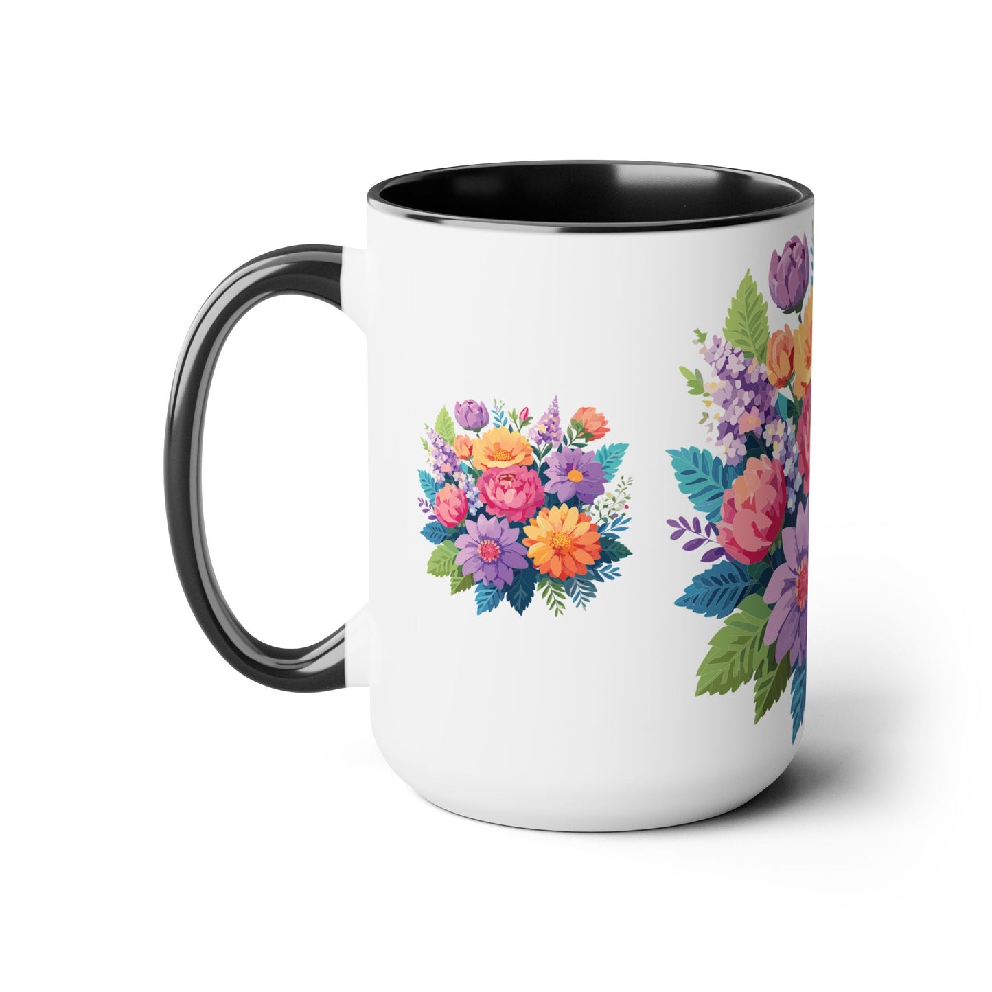 Two-Tone Coffee Mug with flowers