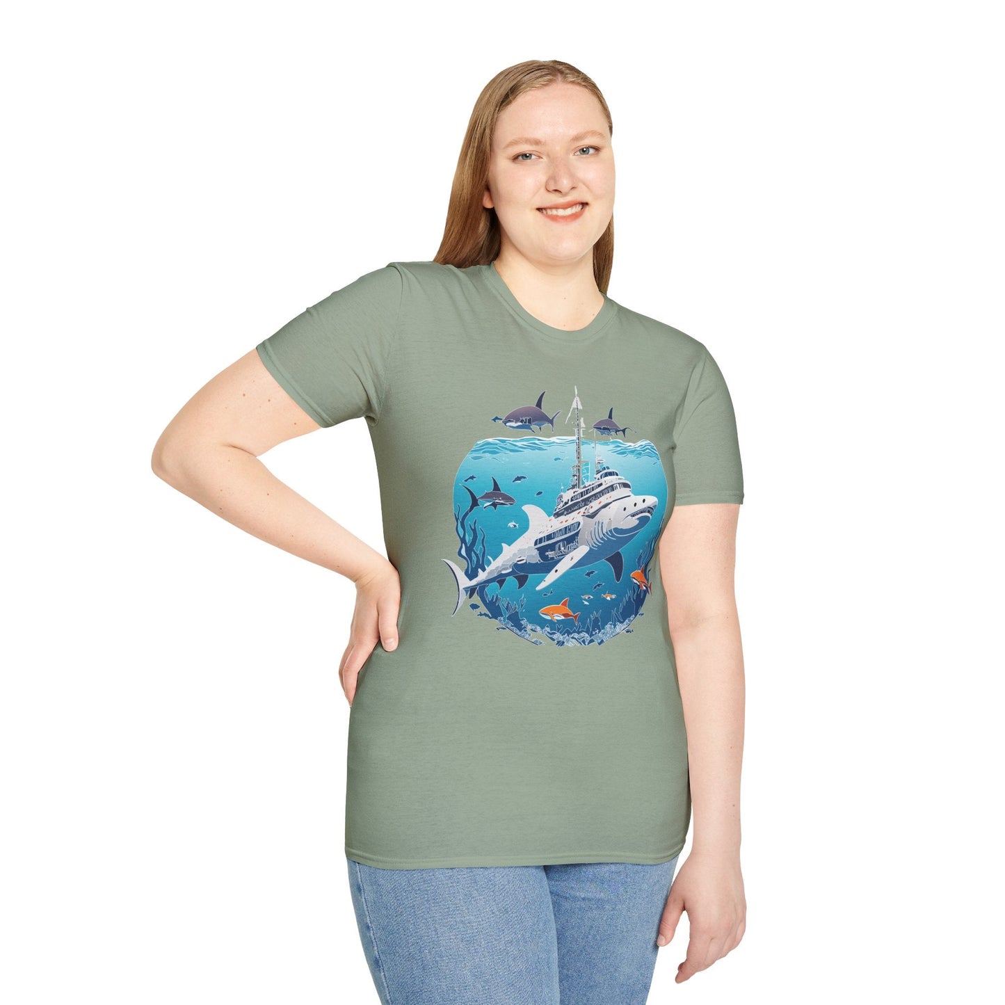 Ocean Tee Shirt Unisex Softstyle 64000 Ring Spun Cotton Art Design Tee For Everyday Comfort