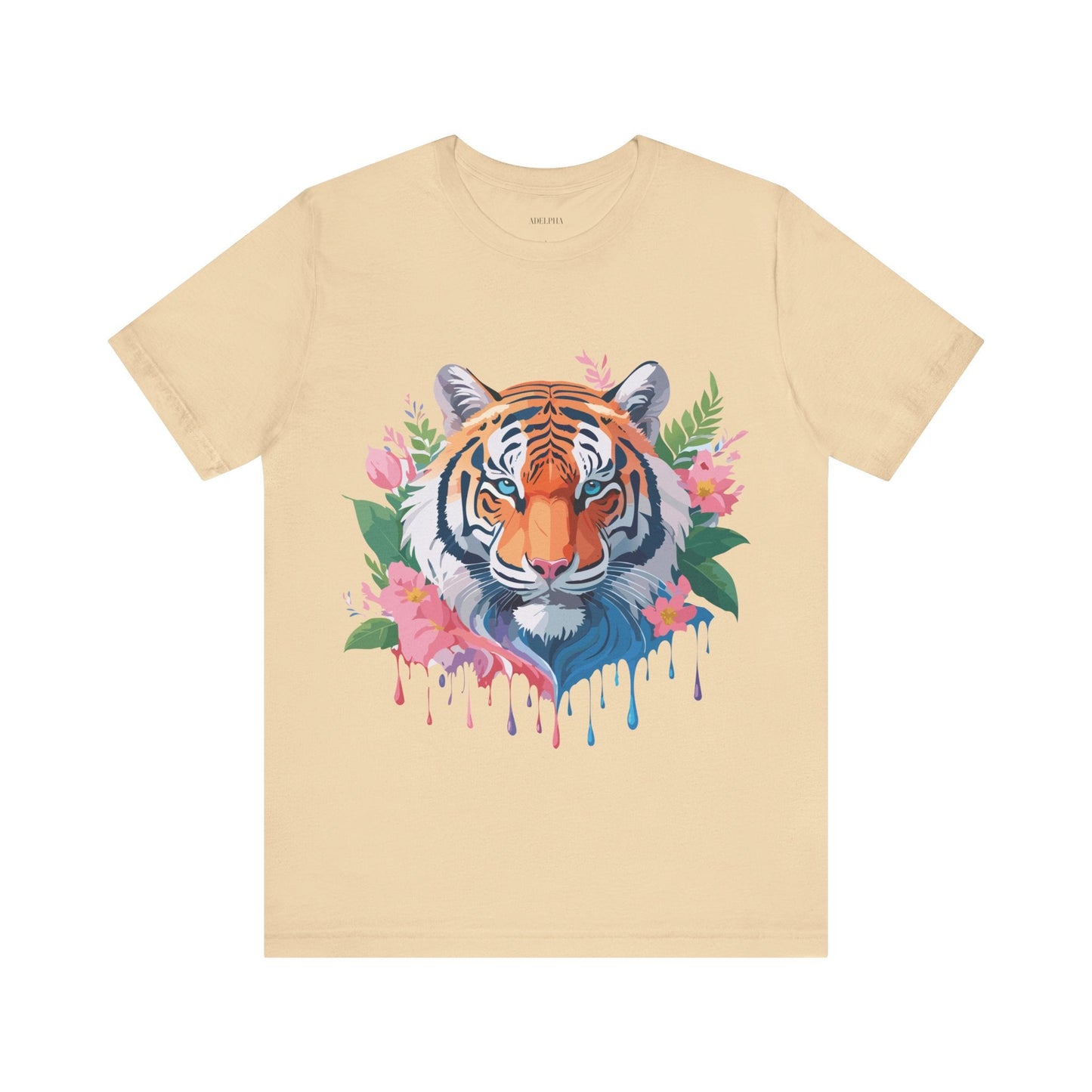 Tiger Graphic Tee Unisex Short Sleeve Shirt With Vintage Inspired Artwork By Adelpha