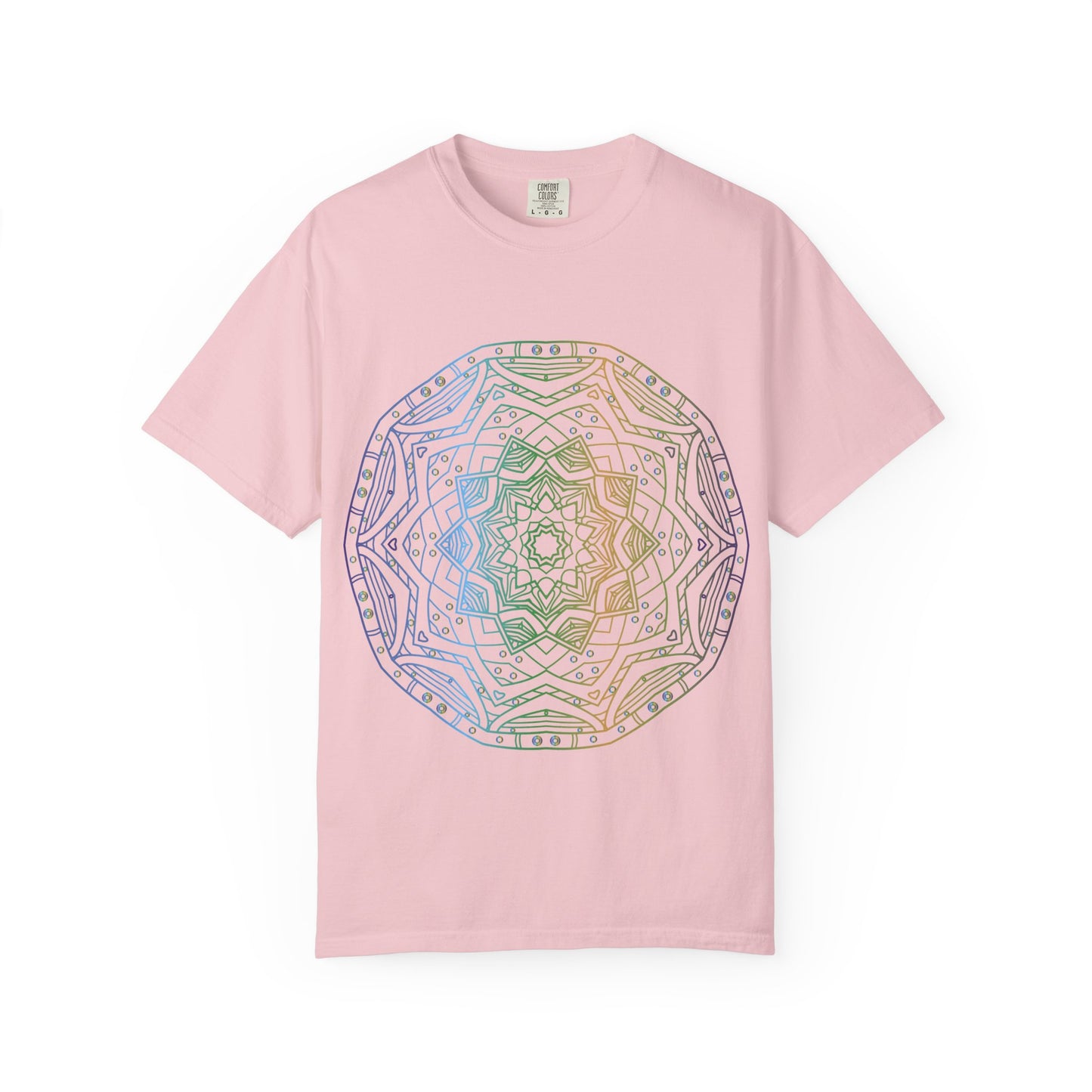 Unisex Garment Dyed Cotton T-Shirt with Mandala Graphic Design