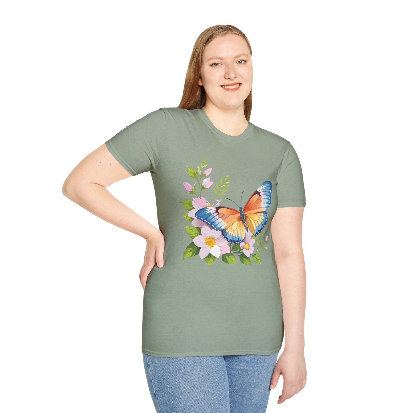 Butterfly T Shirt Unisex Monarch Design Gildan Softstyle 64000 Ring Spun Cotton Tee
