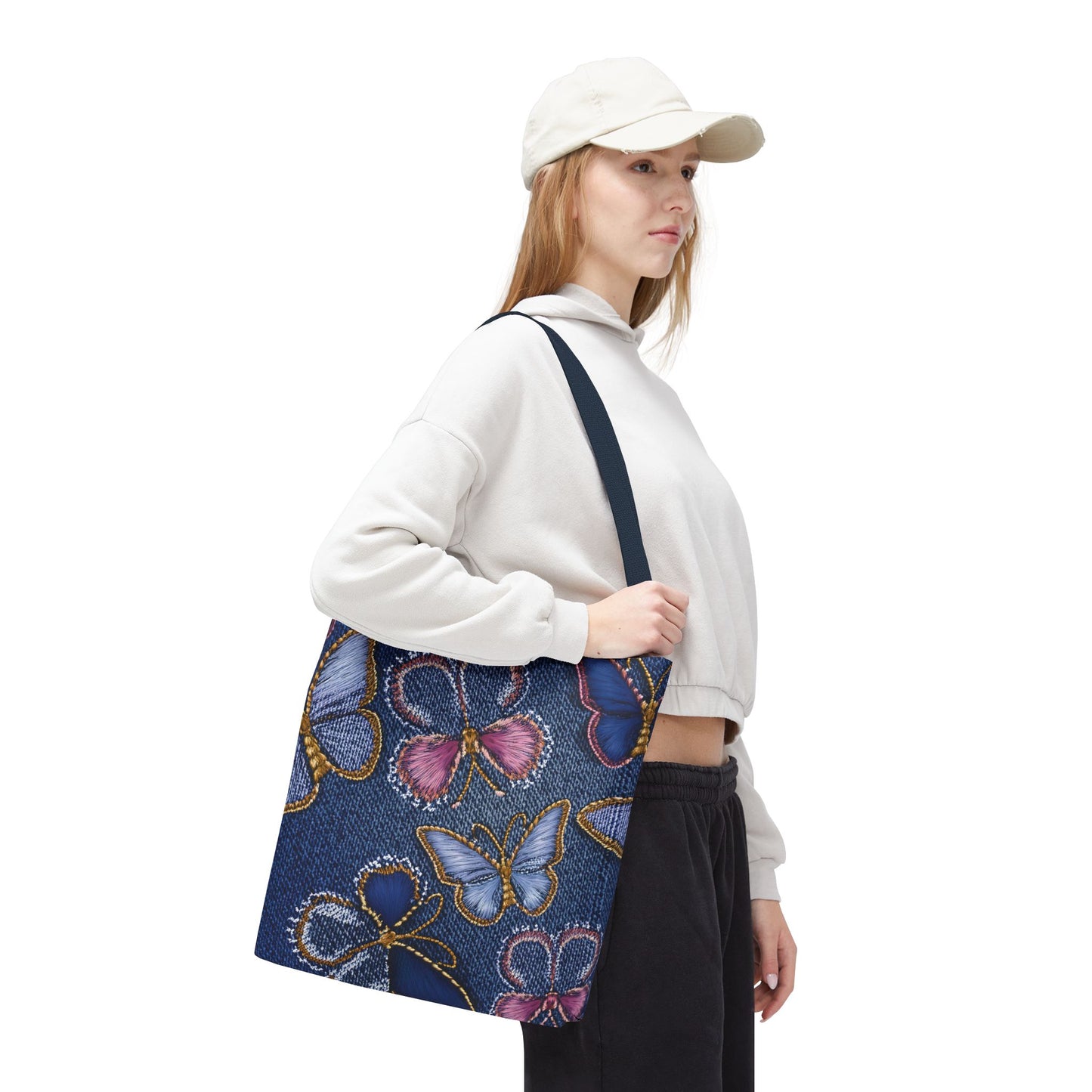 Denim Fabric Imitation Print Unisex Canvas Bag Poly Spun 3 Sizes Tote Bag 179