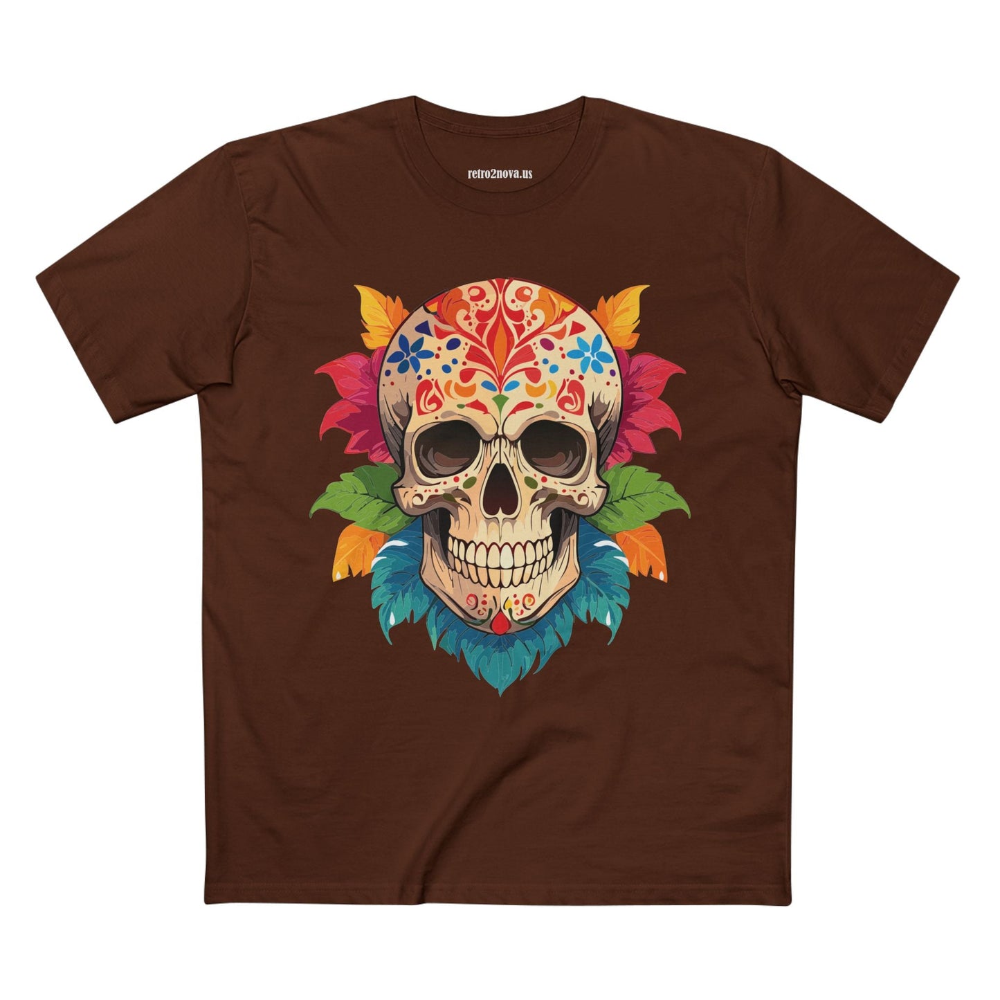 Unisex Skull Shirt With Original Art Design By Retro2Nova Premium Cotton Tee SS-5