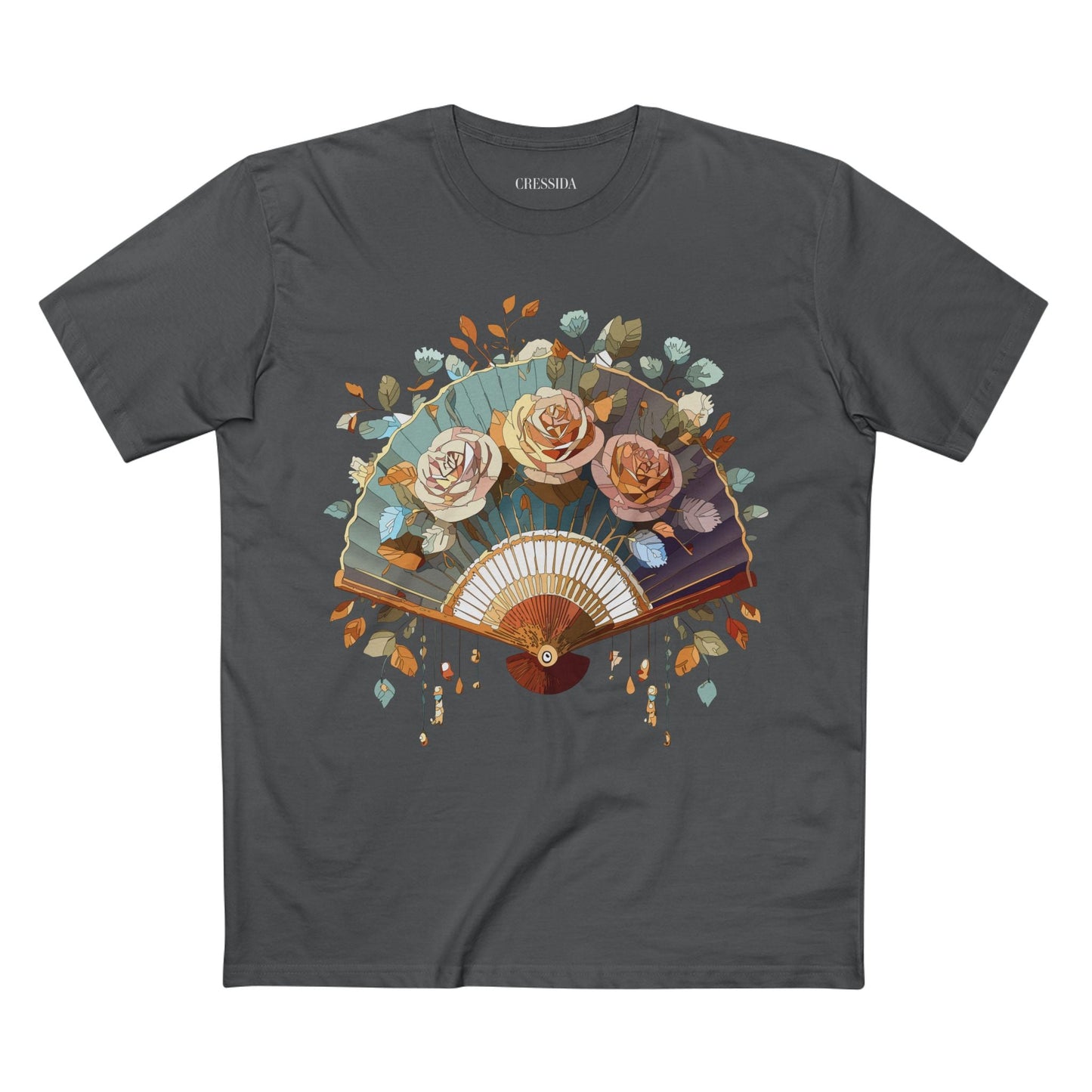 Antique Fan Graphic Design T-Shirt Unisex 100 Cotton Floral Carnival Artwork Tee 5