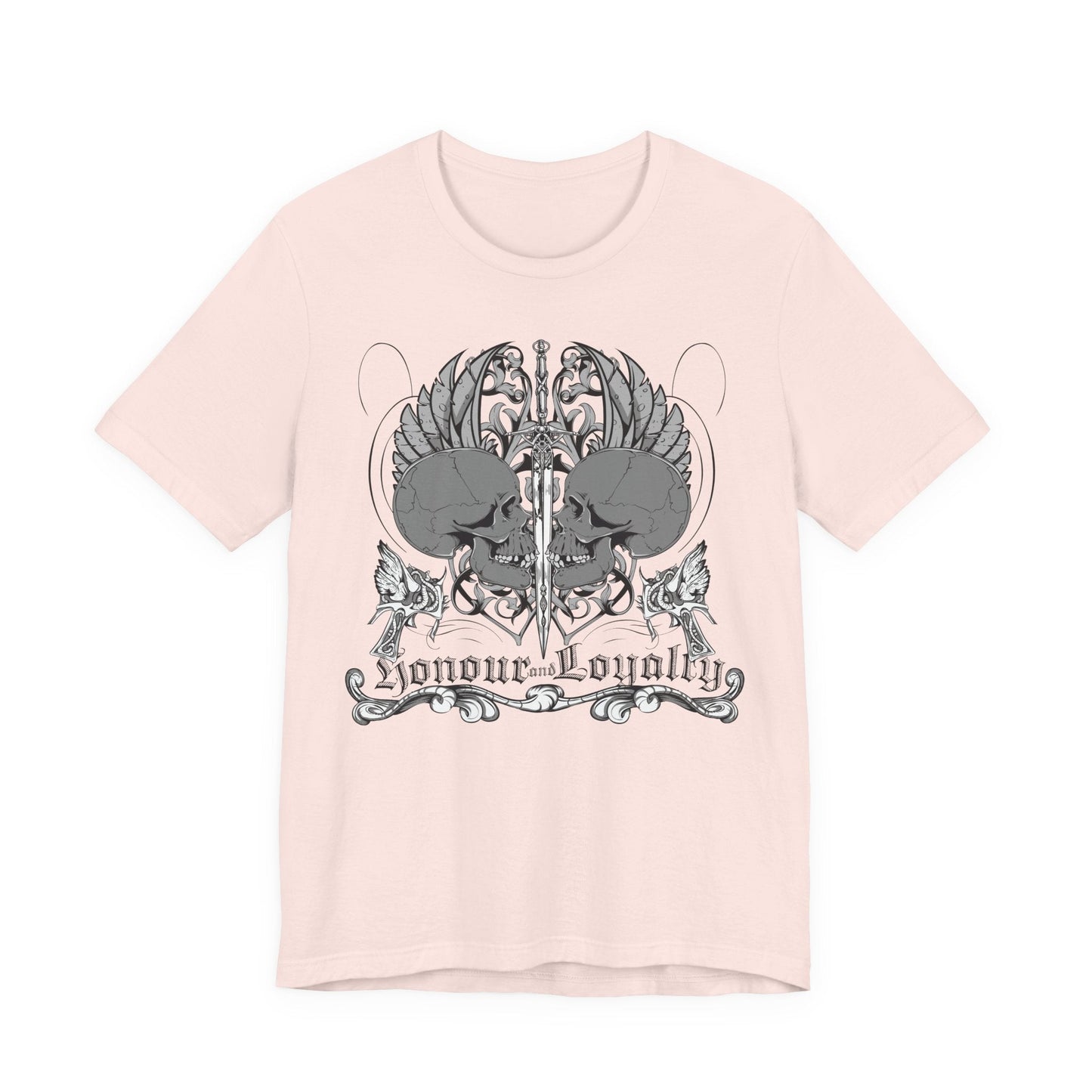 Honor Loyalty crest tee Gothic heraldry skulls wings emblem Art-48