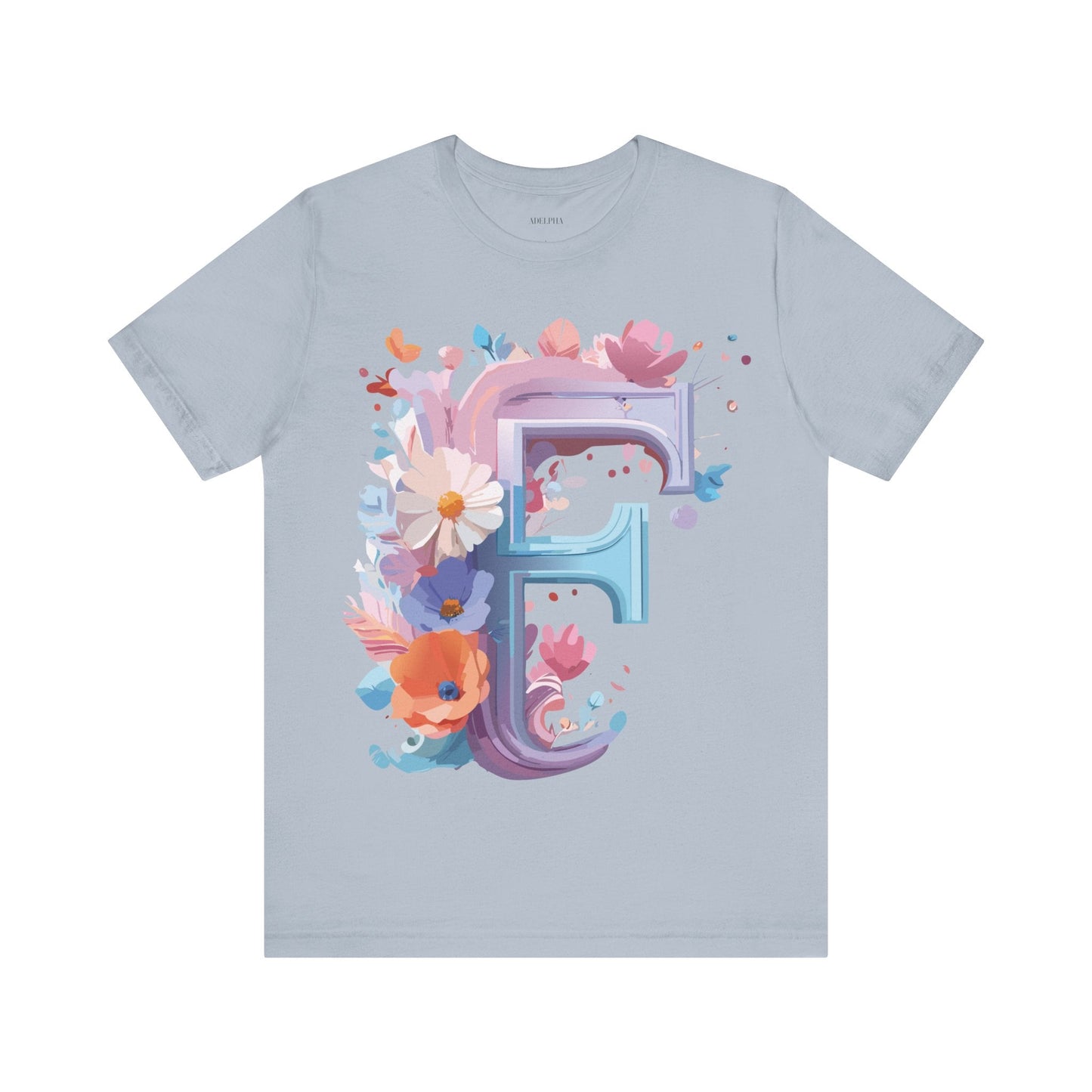Letter F Graphic Tee Unisex Vintage Style Shirt Featuring Adelpha Artwork Premium Short Sleeve