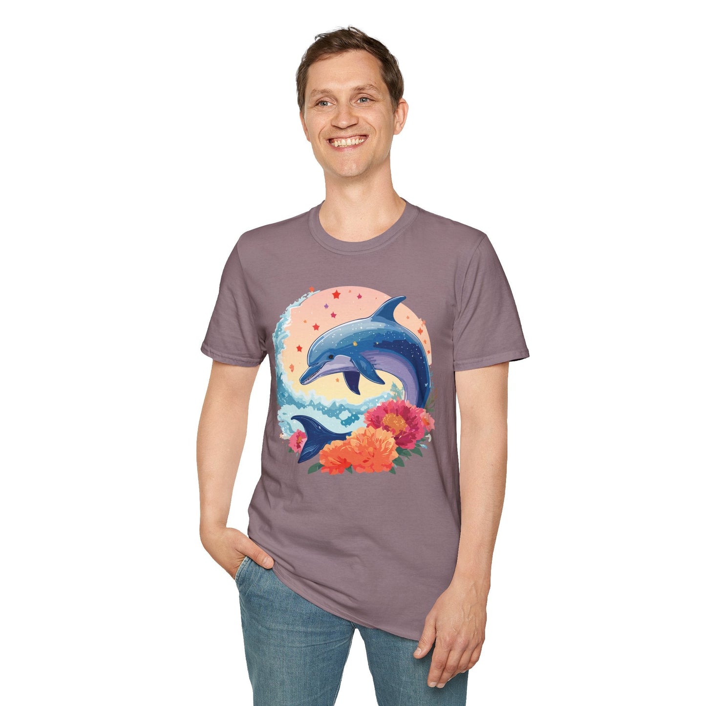 Dolphin Shirts Unisex Tee 100 Percent Ring Spun Cotton Gildan Softstyle 64000 For Everyday Comfort