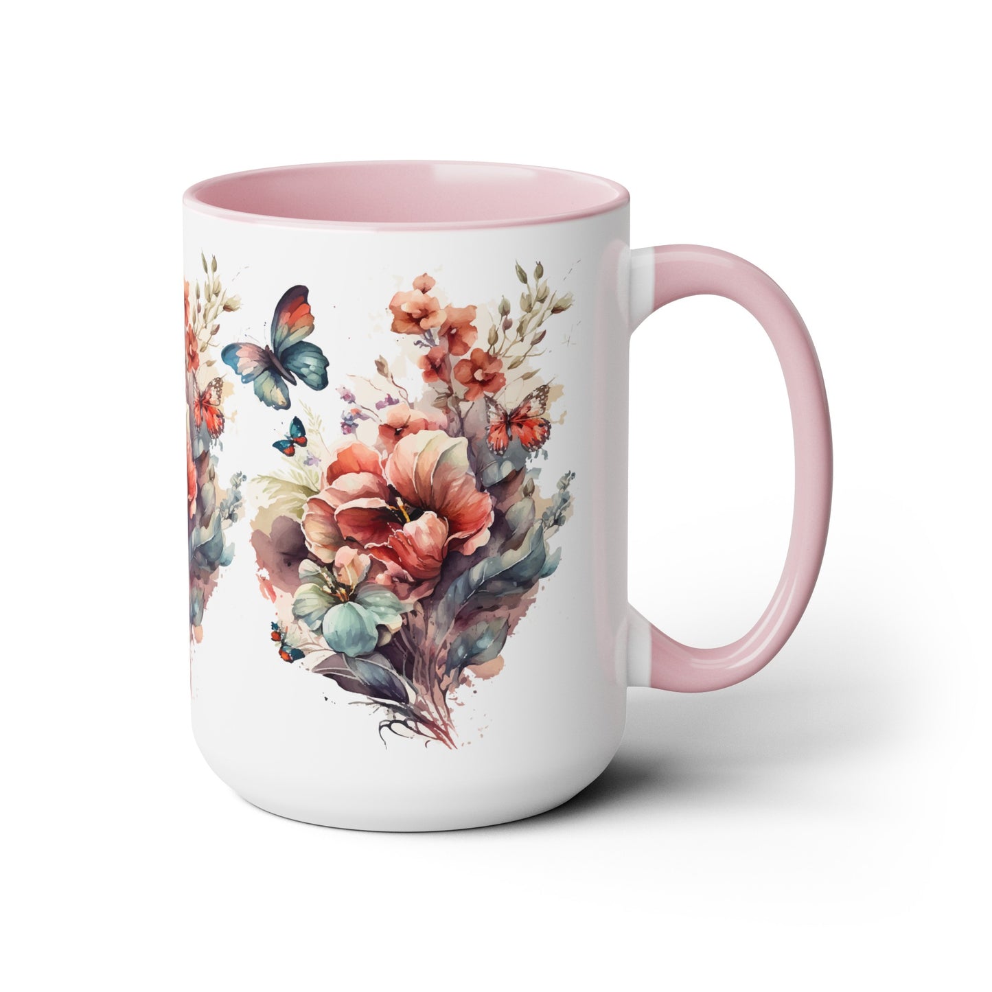 Tazas de café de dos tonos con mariposa