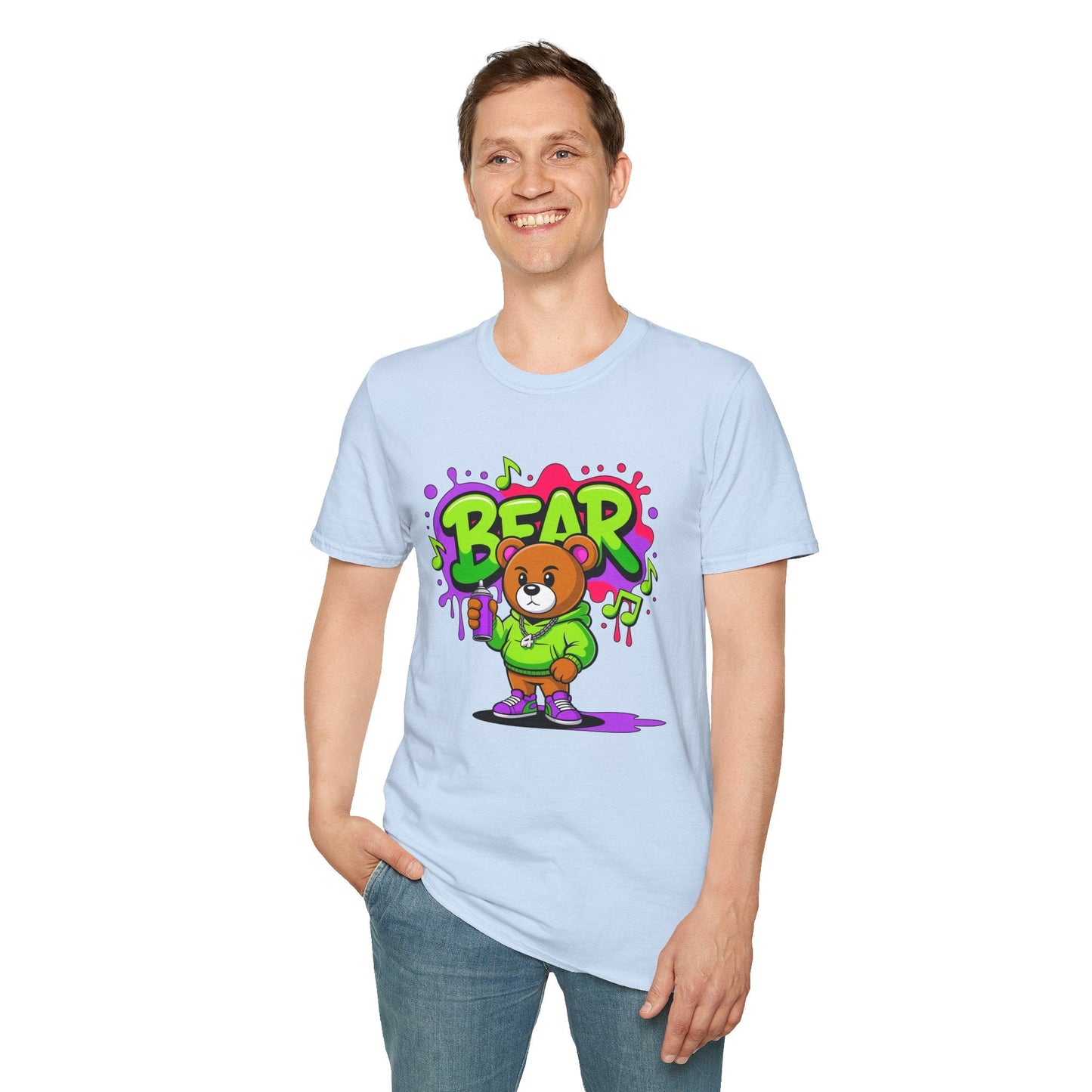 Cartoon T Shirt With Animation Funny Animals Tee Gildan Softstyle 64000 100 Percent Ring Spun Cotton