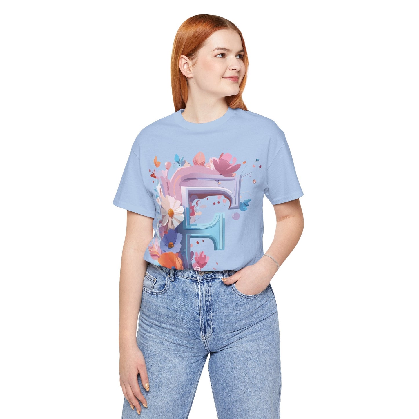 Letter F Graphic Tee Unisex Vintage Style Shirt Featuring Adelpha Artwork Premium Short Sleeve