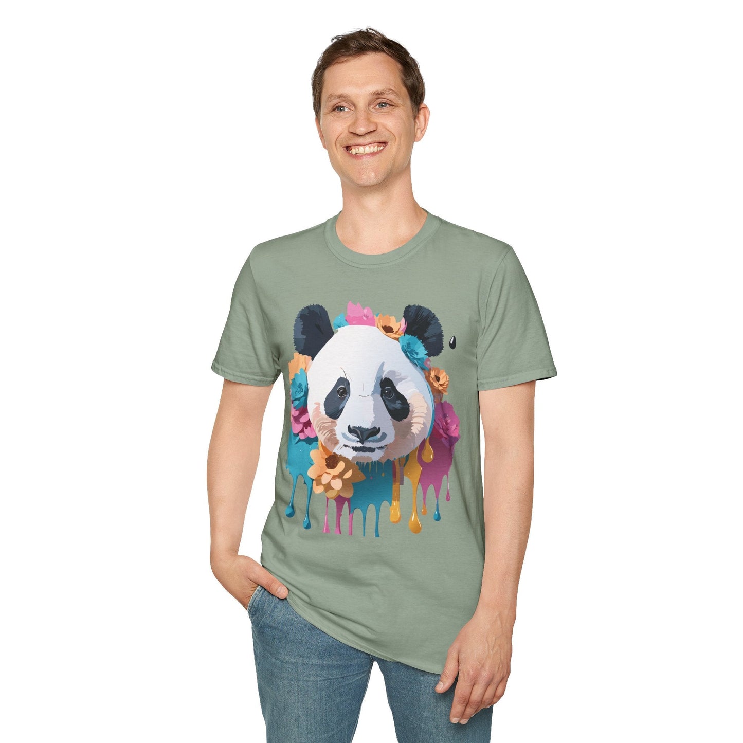 Unisex Panda Shirt Softstyle Cotton Tee For Everyday Wear With Cute Animal Print