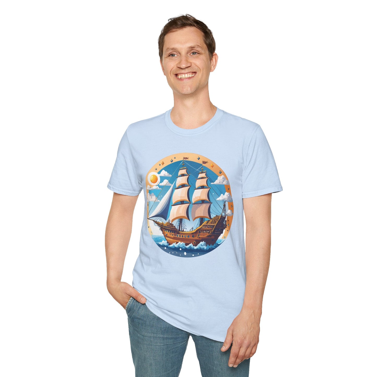 Unisex Nautical Frigate Ship T Shirt Vessel Tee Gildan Softstyle 64000 100 Percent Ring Spun Cotton