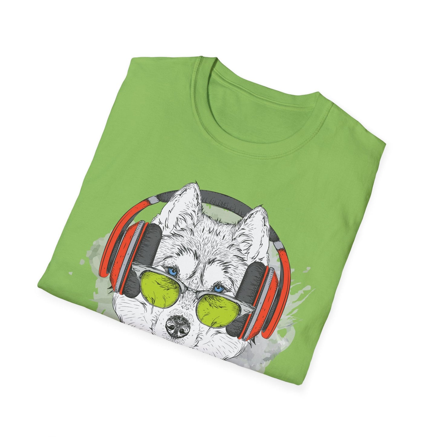 I Love Music Animals Shirt With Headphones Unisex Softstyle Tee Premium Comfort Short Sleeve