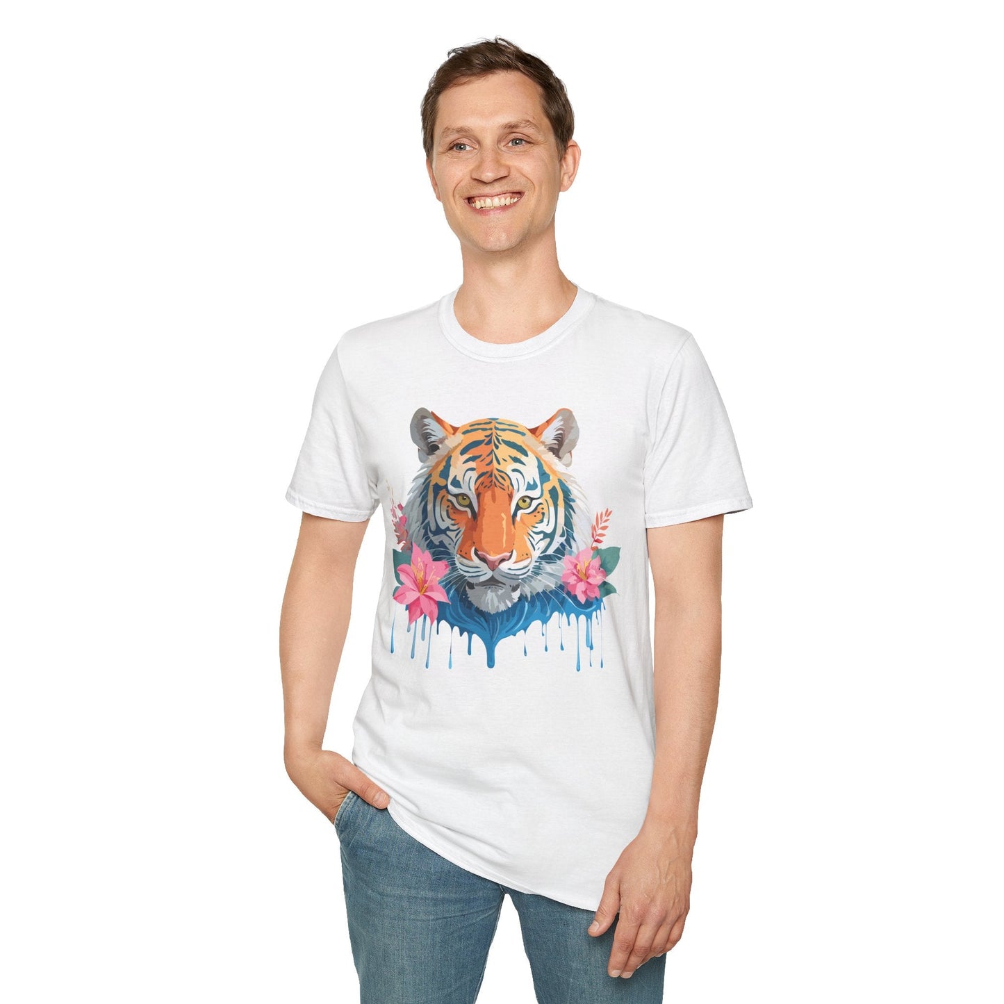 Tiger Unisex Softstyle T Shirt 100 Percent Cotton Gildan 64000 Animal Tee