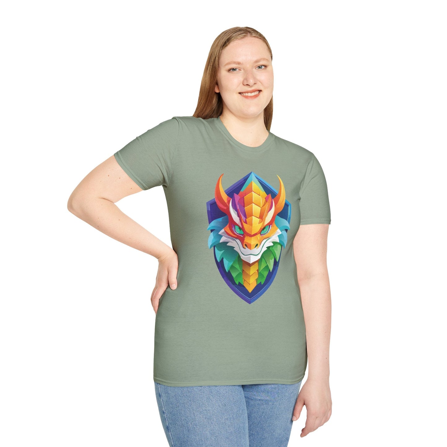 Dragon Graphic Unisex Cotton Softstyle Art Design Tee With Animals 6