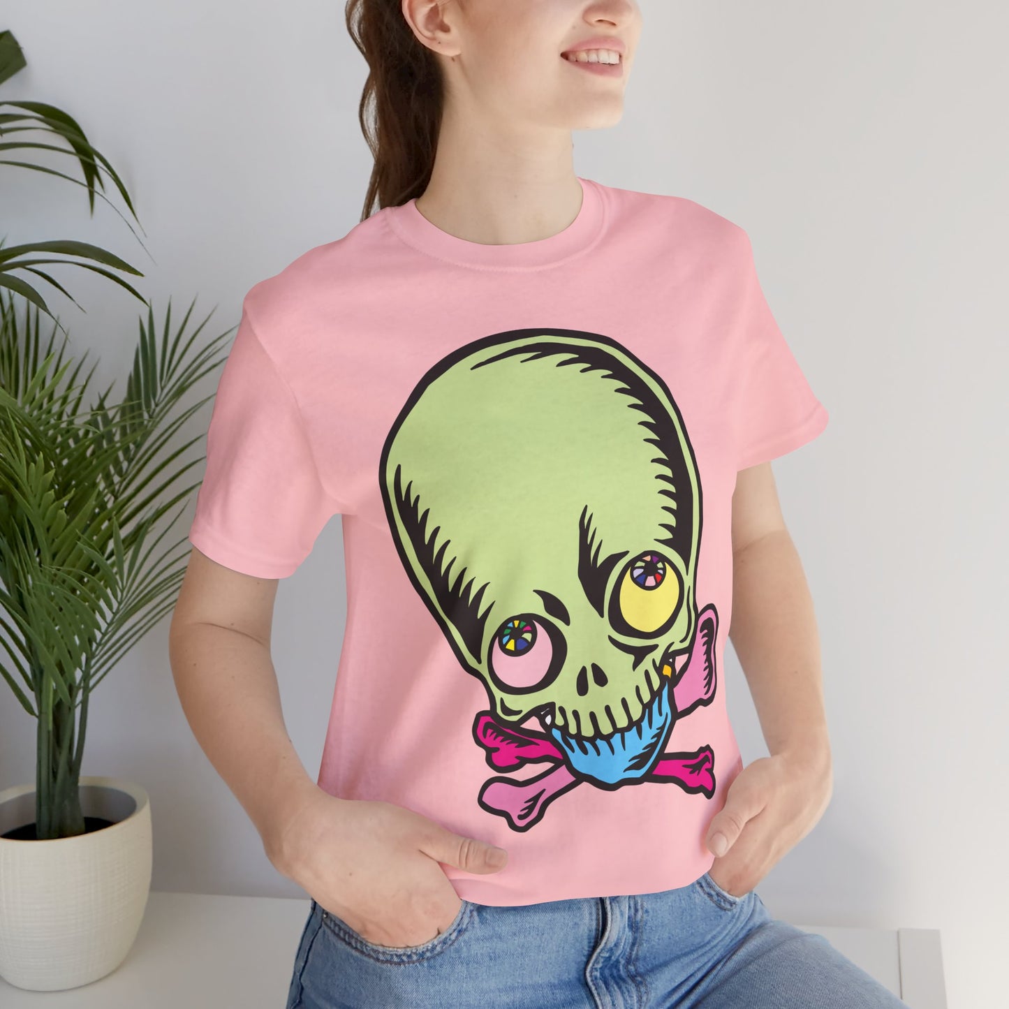 Lt Green Skull Graphic Design Tee, Skull Shirt, Vintage Tees, Art Design T-Shirt, Vintage Graphic Tee, Art Shirts with Skulls